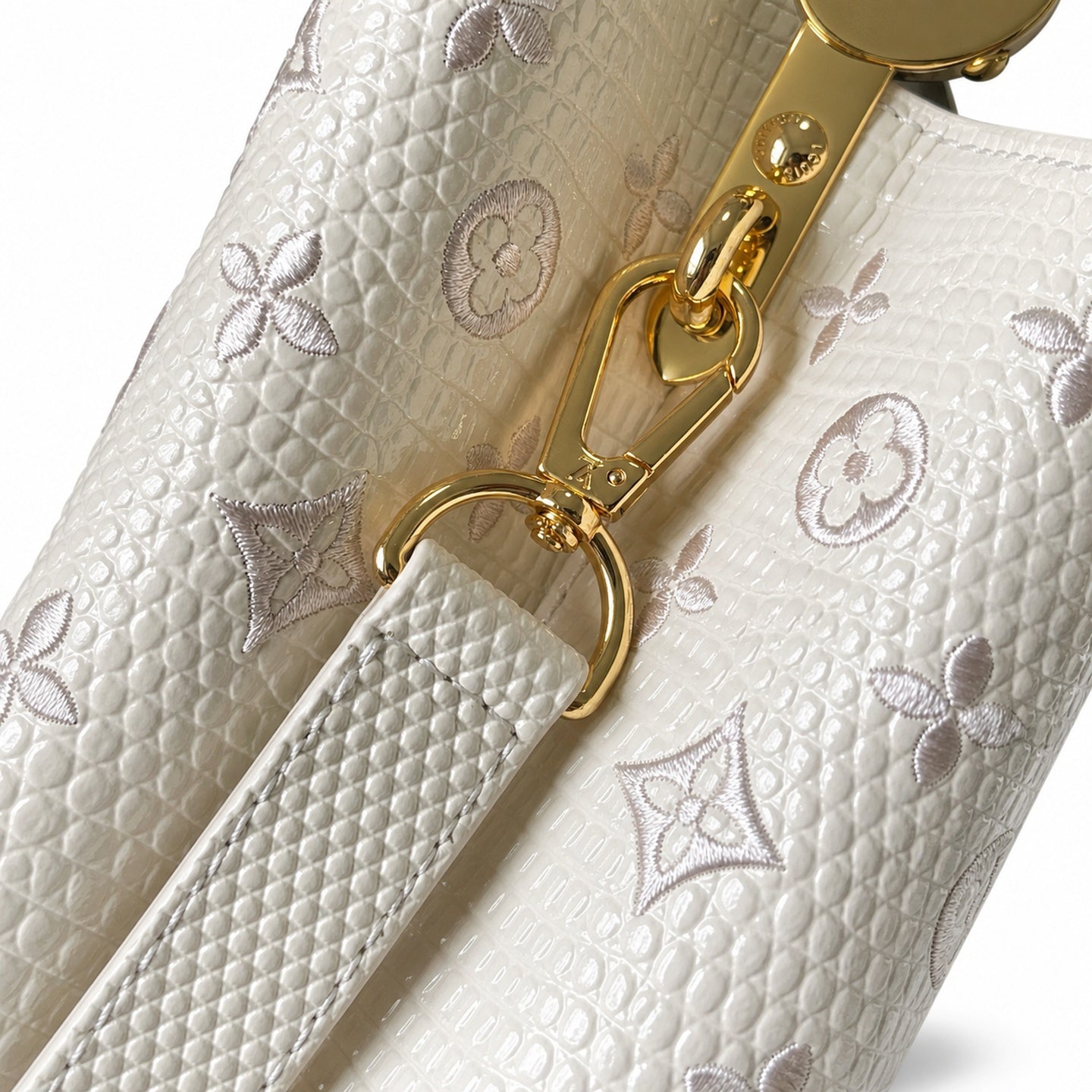 Louis Vuitton Capucines Embroidered Leather White Handbag
