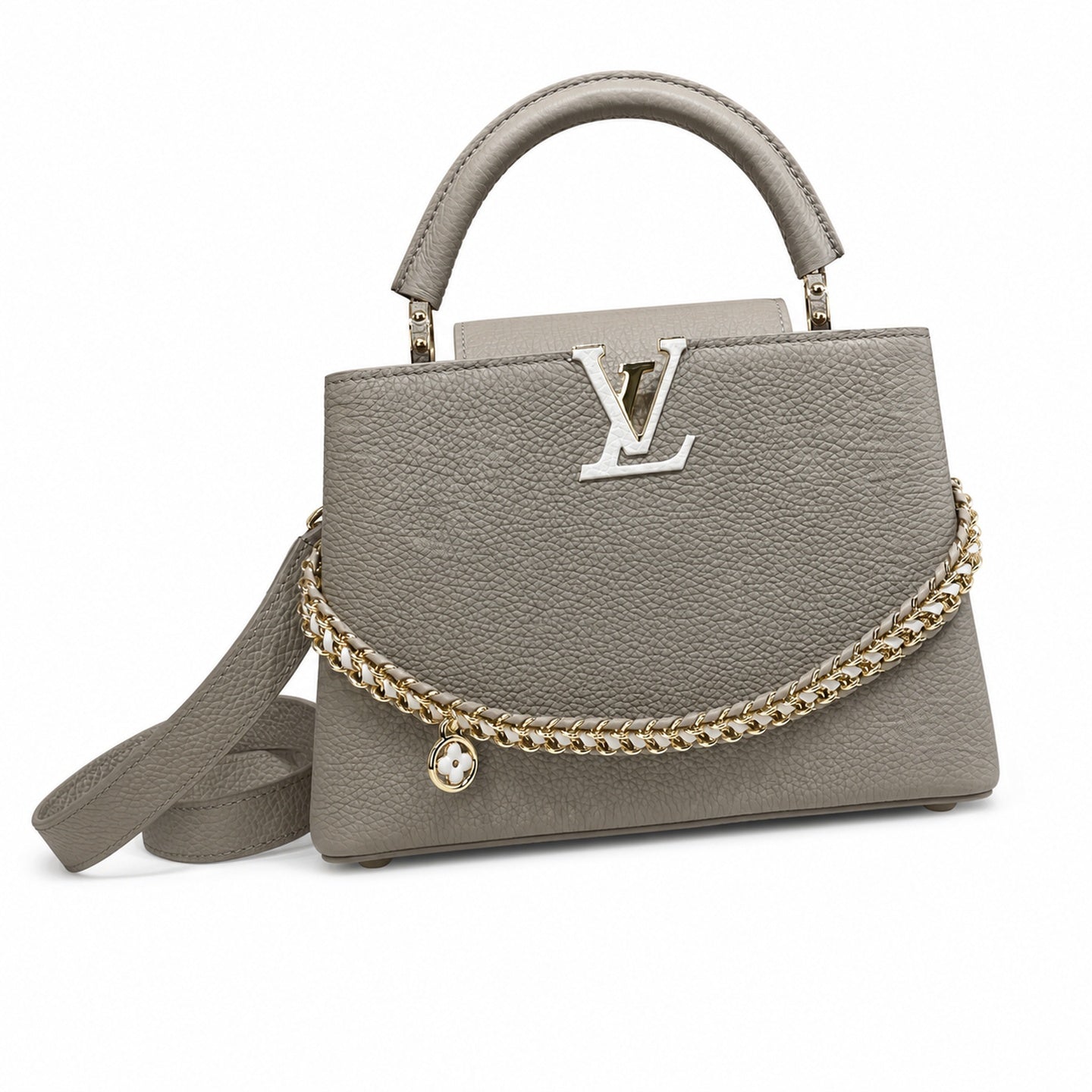 Louis Vuitton Capucines Mini Knit Leather Black Gray Pink Handbag