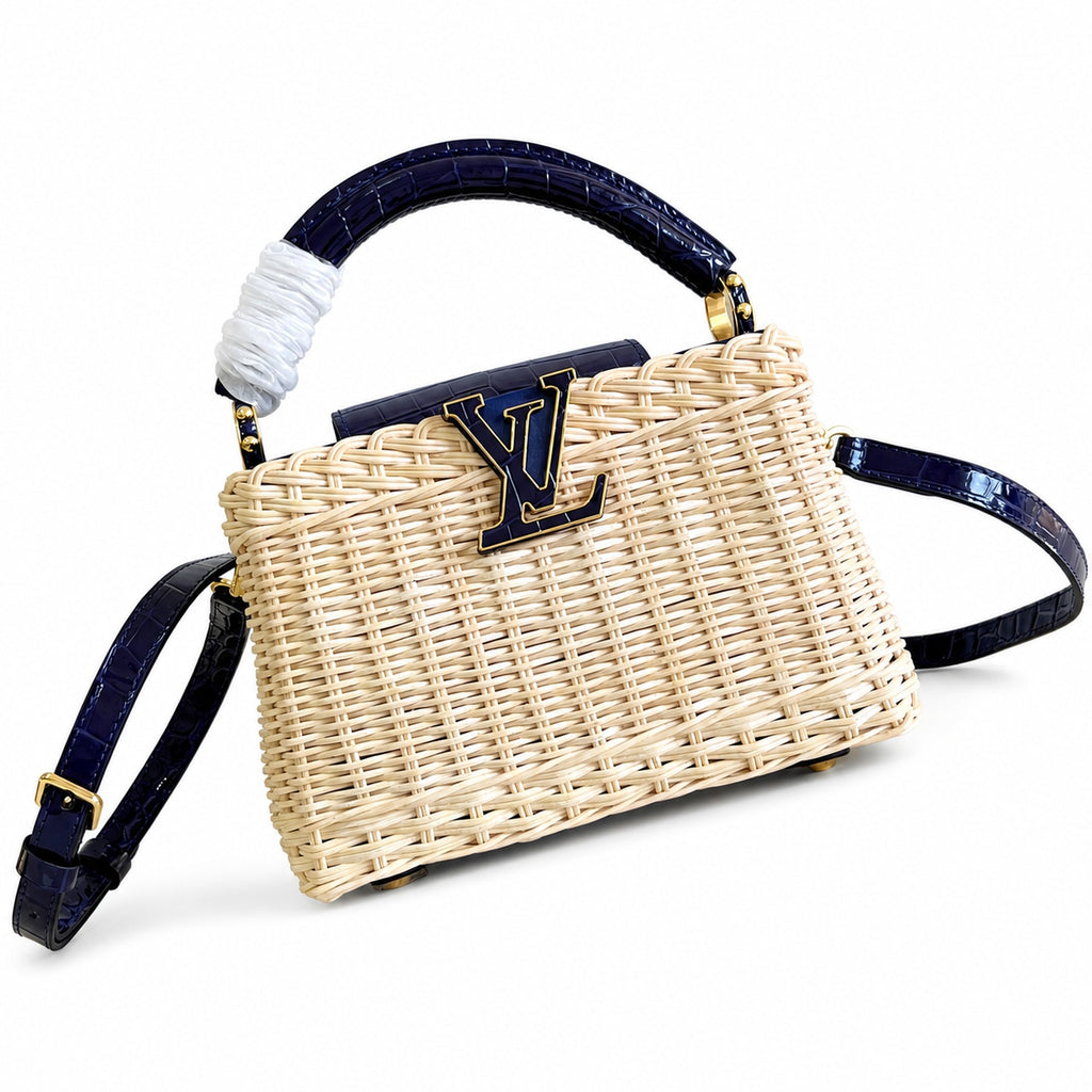 Louis Vuitton Capucines Mini Leather Blue Handbag