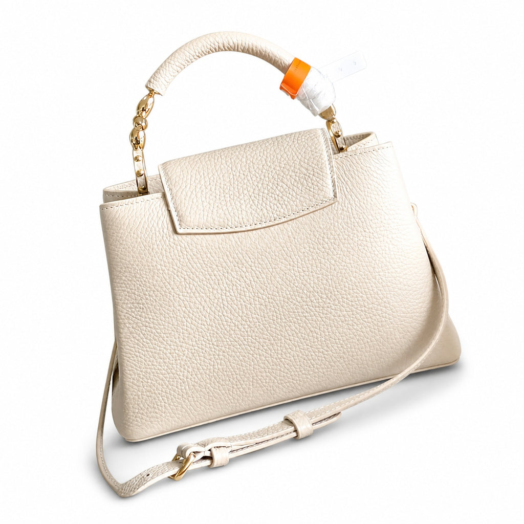 Louis Vuitton Capucines Leather White Gold Handbag
