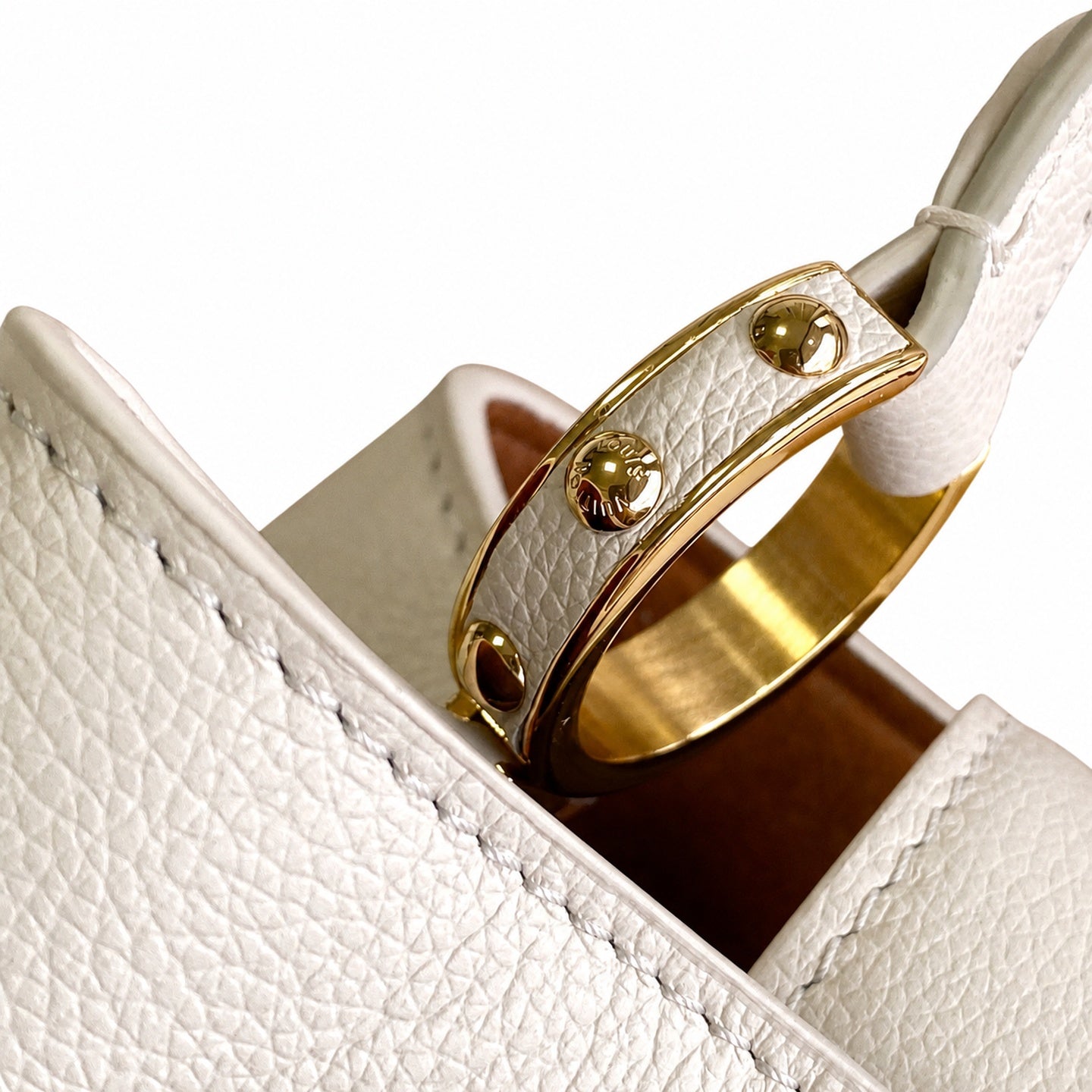 Louis Vuitton Capucines Medium Suede Leather Black White Brown Handbag