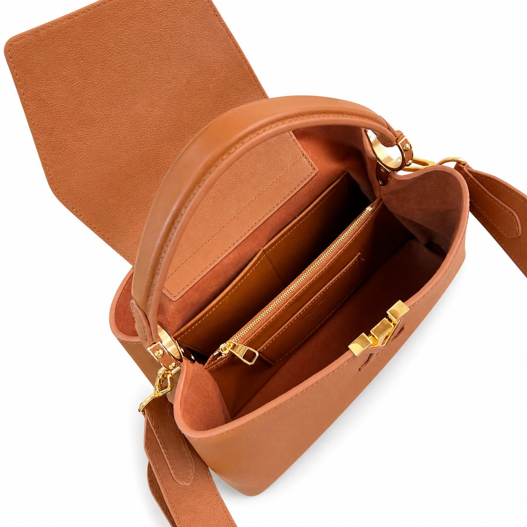 Louis Vuitton Capucines Small Suede Leather Brown Handbag