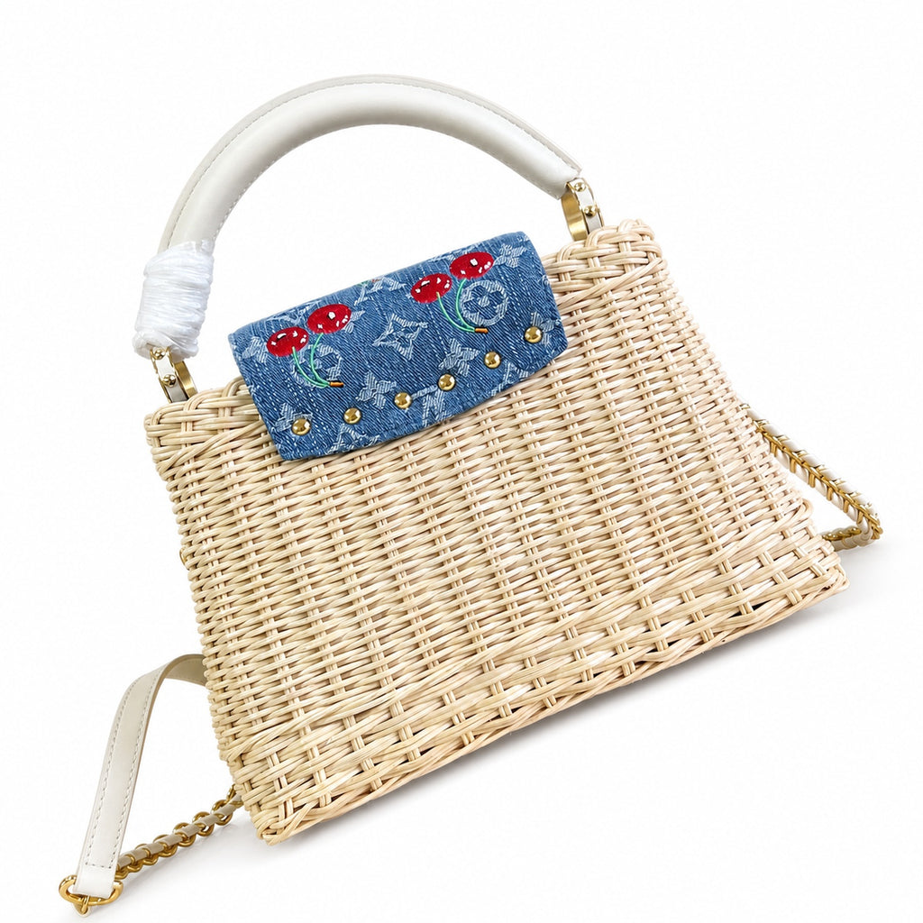 Louis Vuitton Capucines Takashi Murakami Small White Handbag