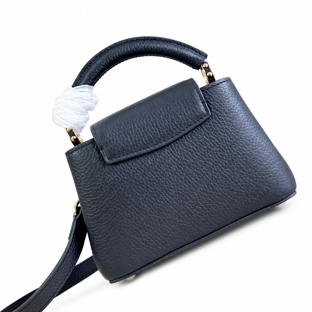 Louis Vuitton Capucines Mini Knit Leather Black Handbag