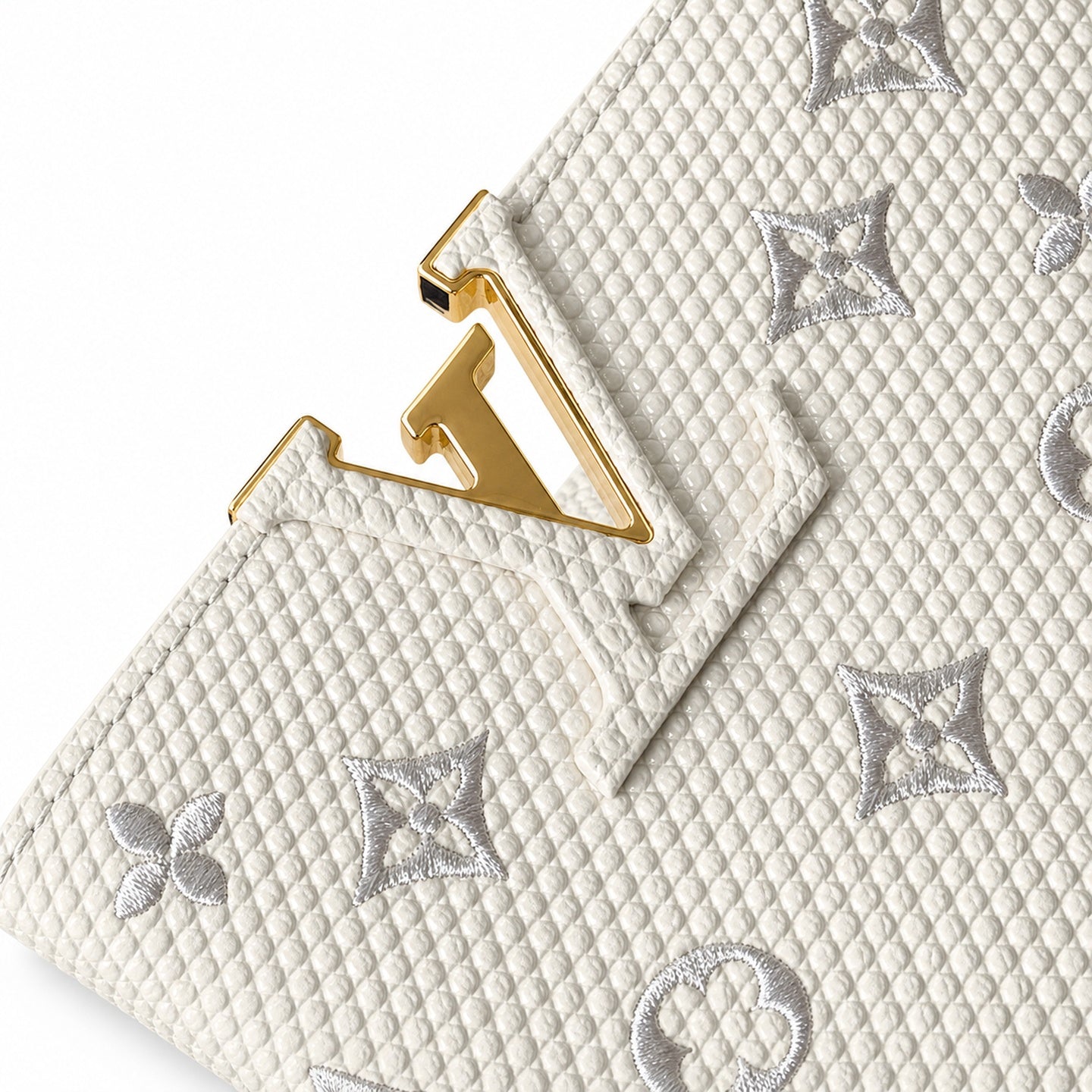 Louis Vuitton Capucines Embroidered Leather White Handbag