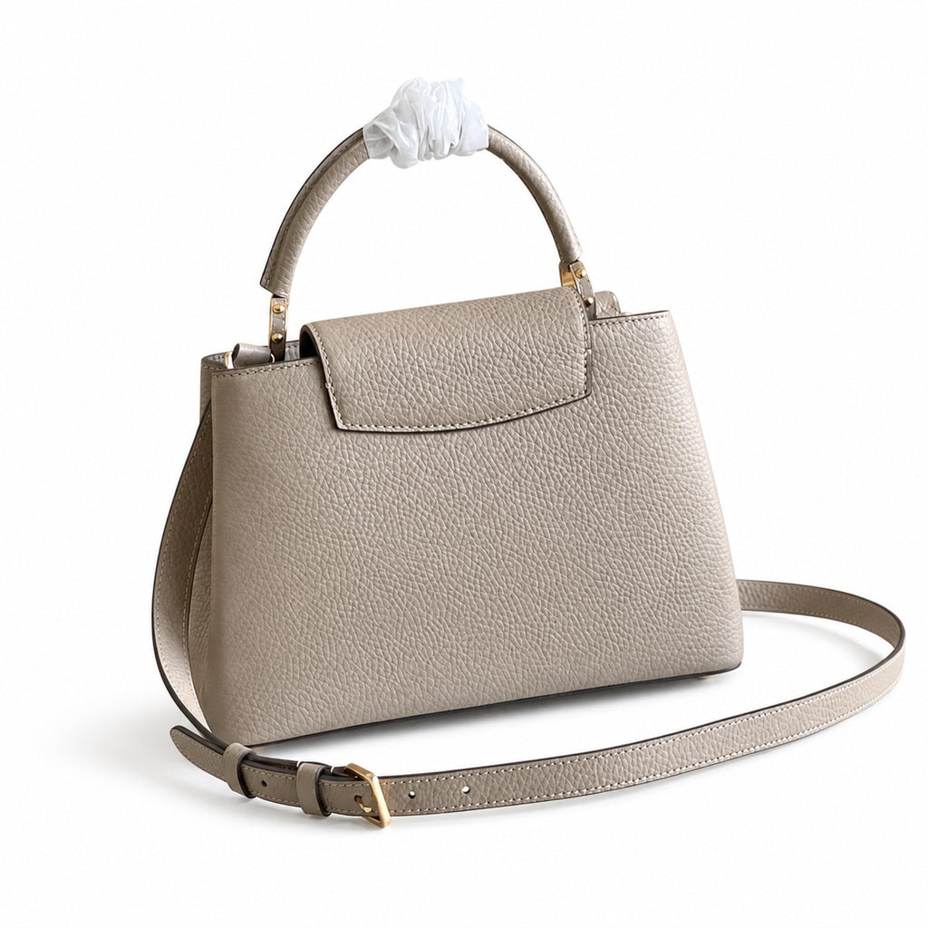 Louis Vuitton Capucines Small Leather Gray Gold Handbag