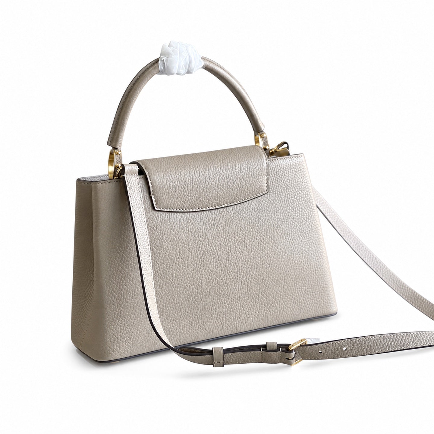 Louis Vuitton Capucines Medium Snakeskin Leather Gray Gold Handbag