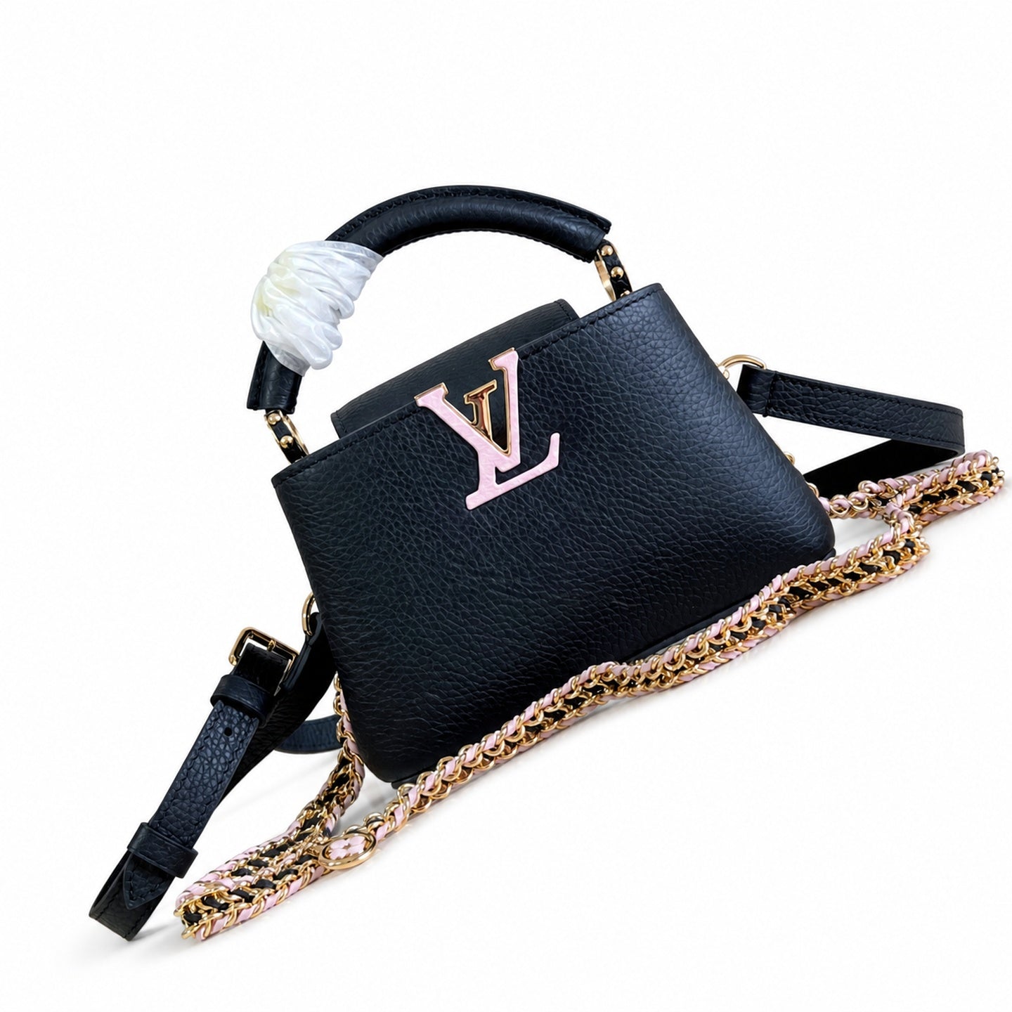 Louis Vuitton Capucines Mini Knit Leather Black Handbag