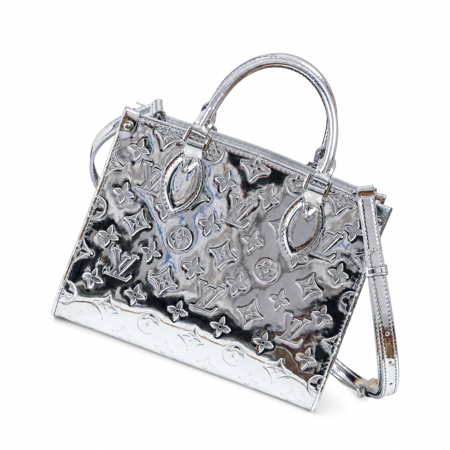 Louis Vuitton OnTheGo Small Canvas Silver Handbag