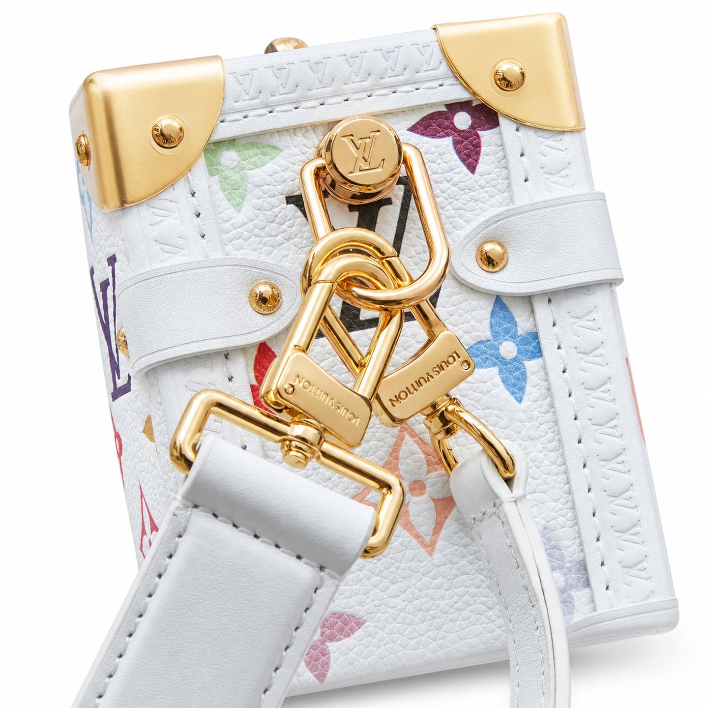 Louis Vuitton Side Trunk Medium Leather White Handbag