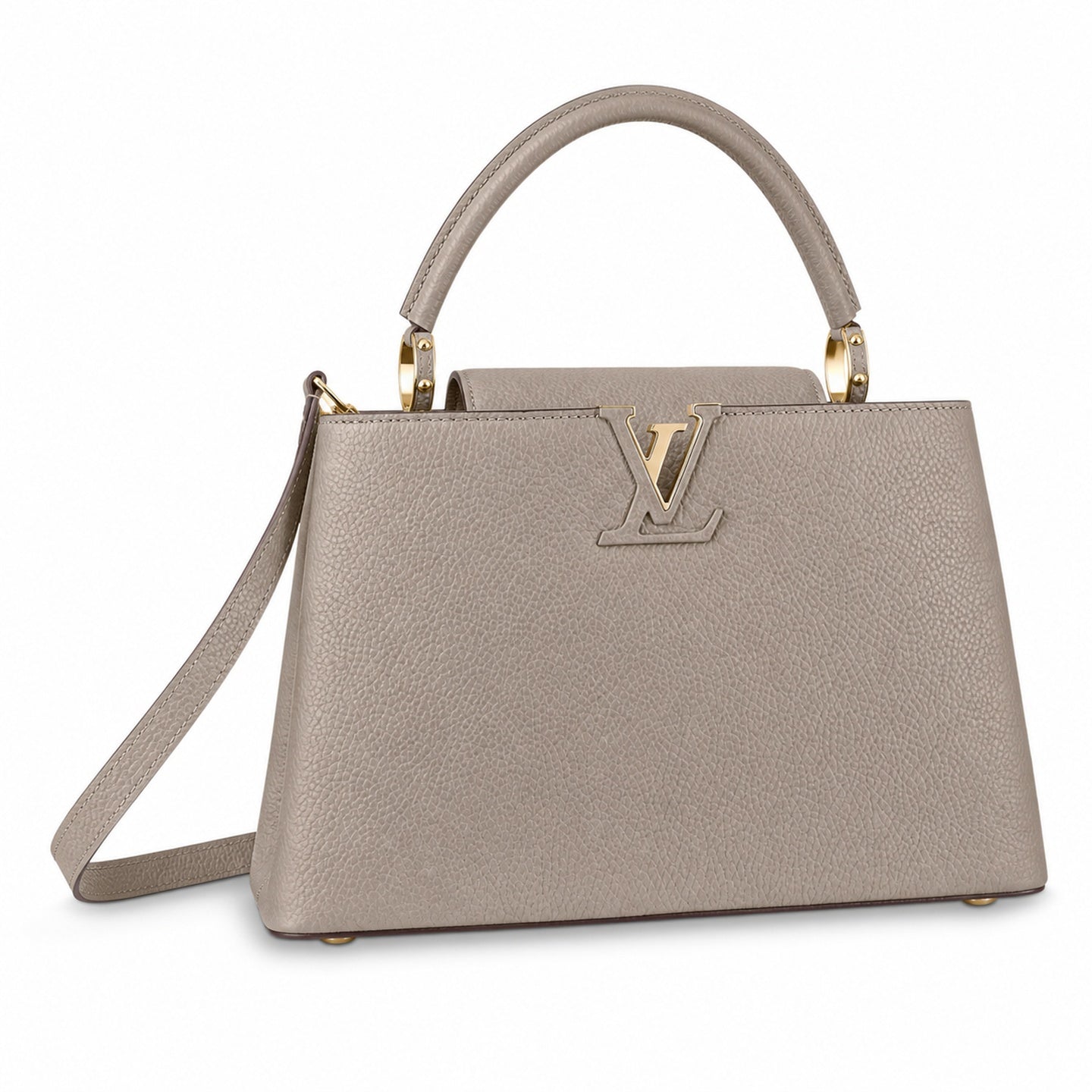 Louis Vuitton Capucines Medium Snakeskin Leather Gray Gold Handbag