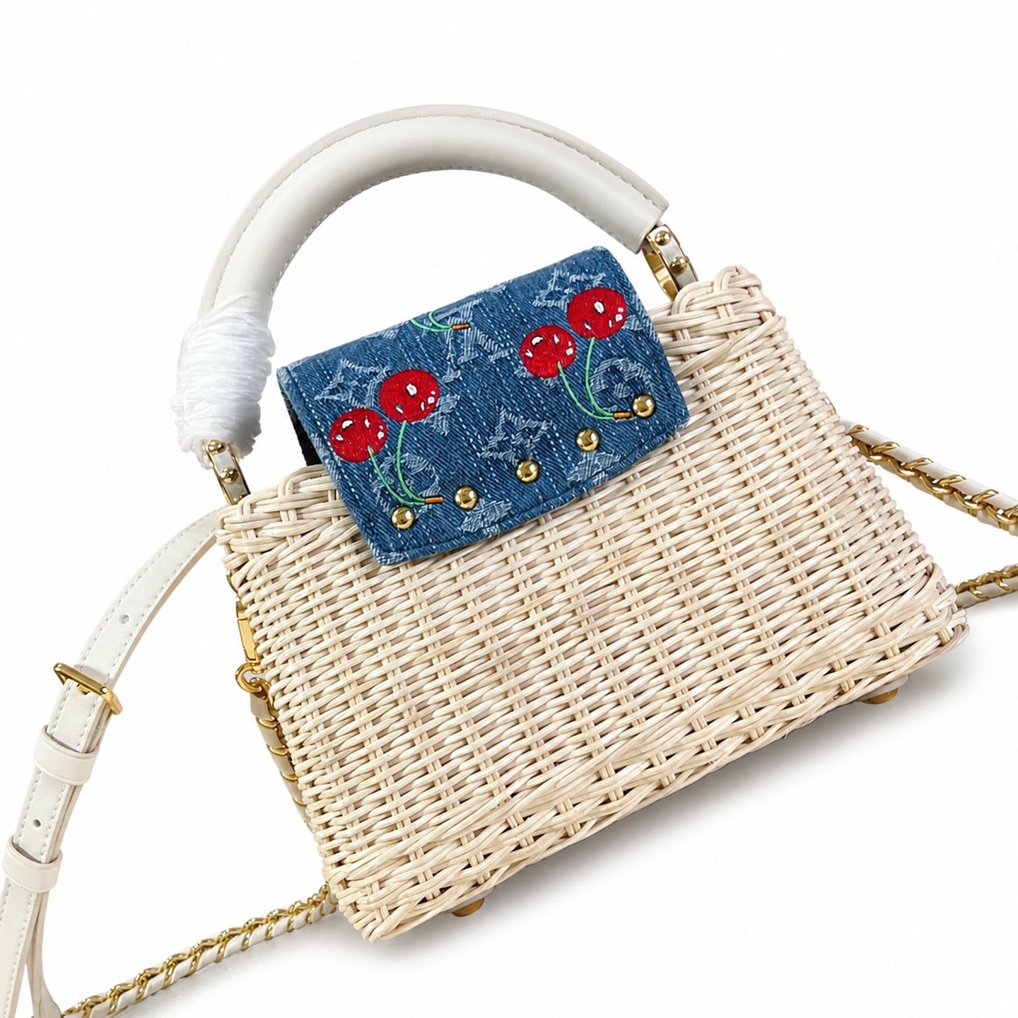 Louis Vuitton Capucines Takashi Murakami Mini White Handbag