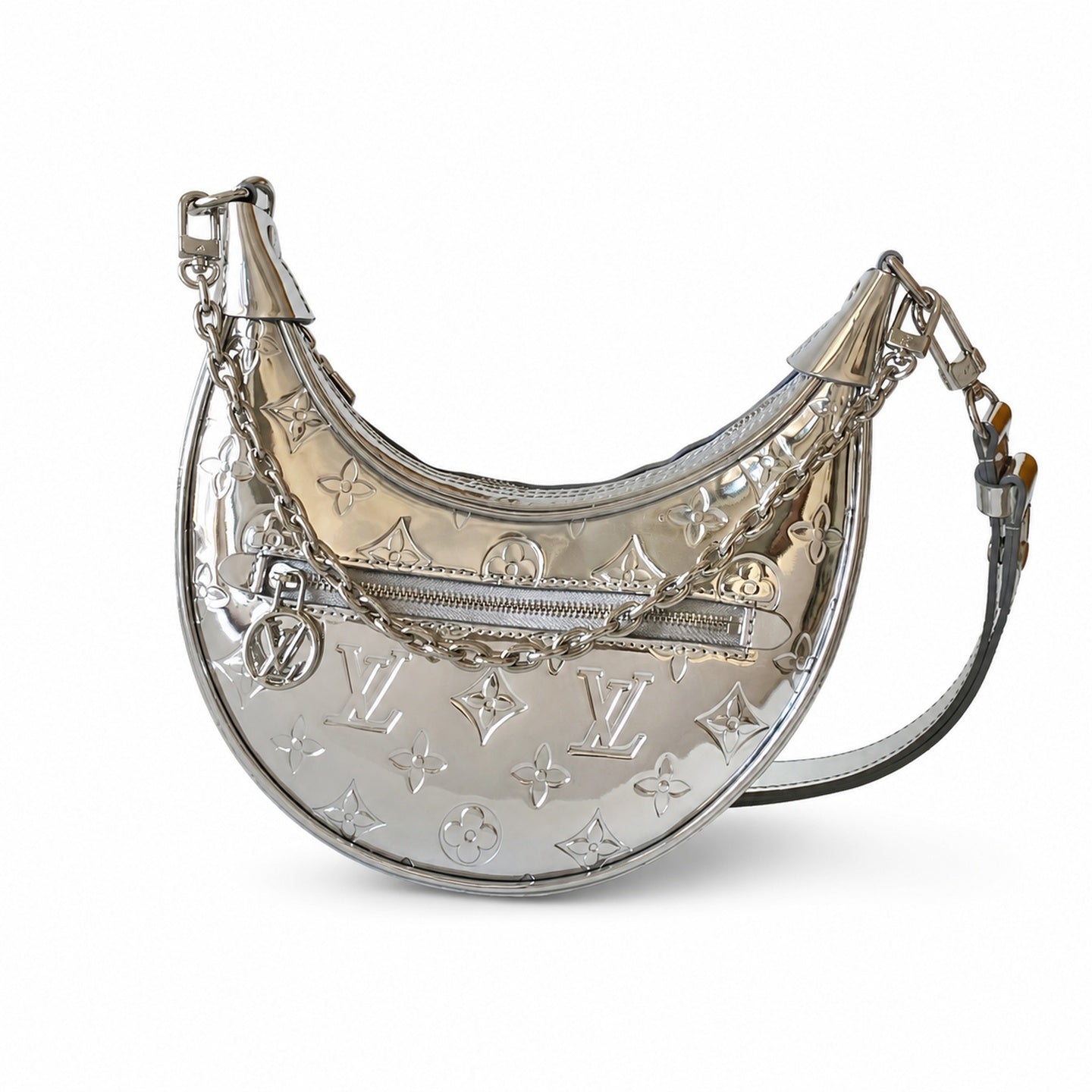 Louis Vuitton Loop Small Canvas Patent Leather Silver Handbag