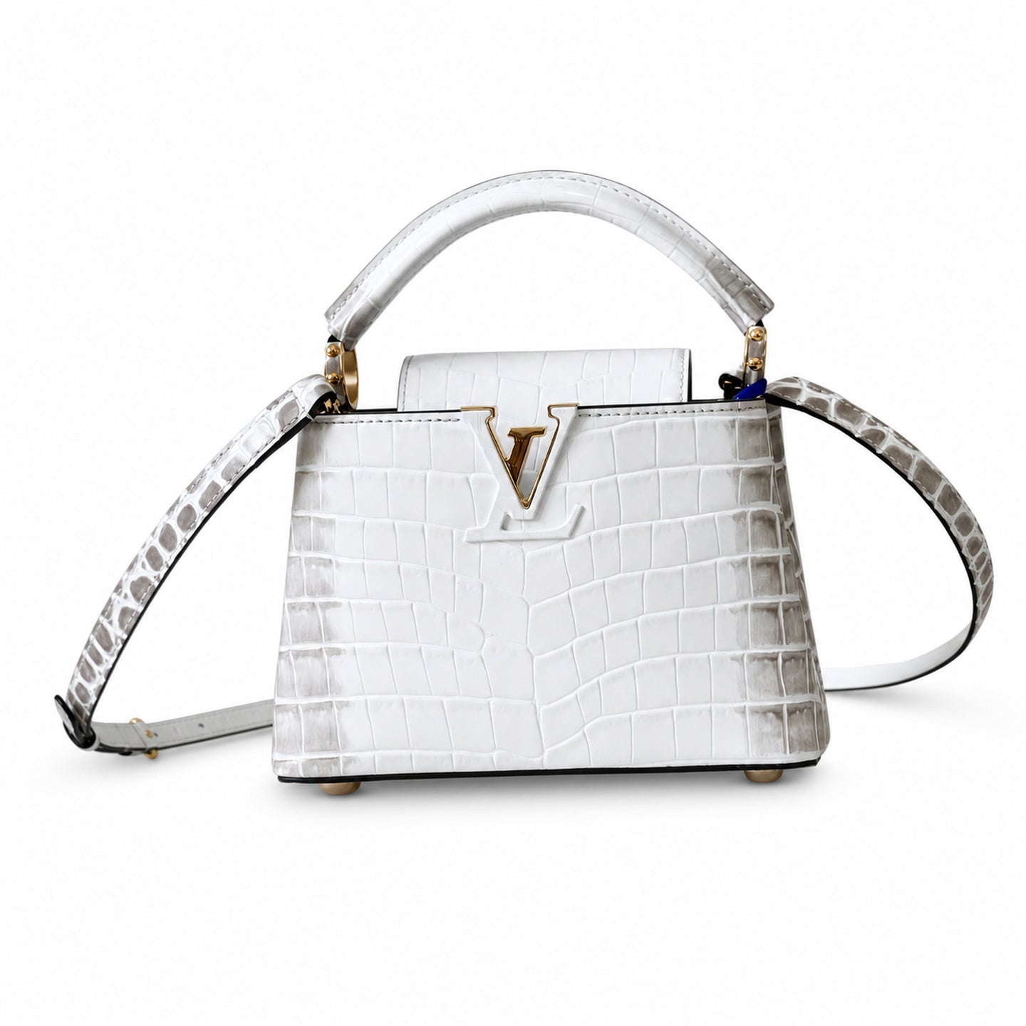 Louis Vuitton Capucines Mini Leather White Gold Handbag