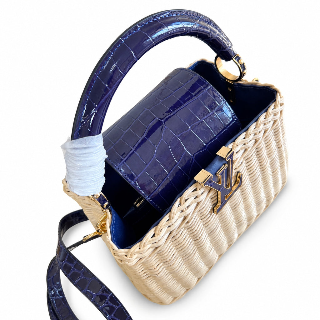 Louis Vuitton Capucines Small Leather Blue Handbag
