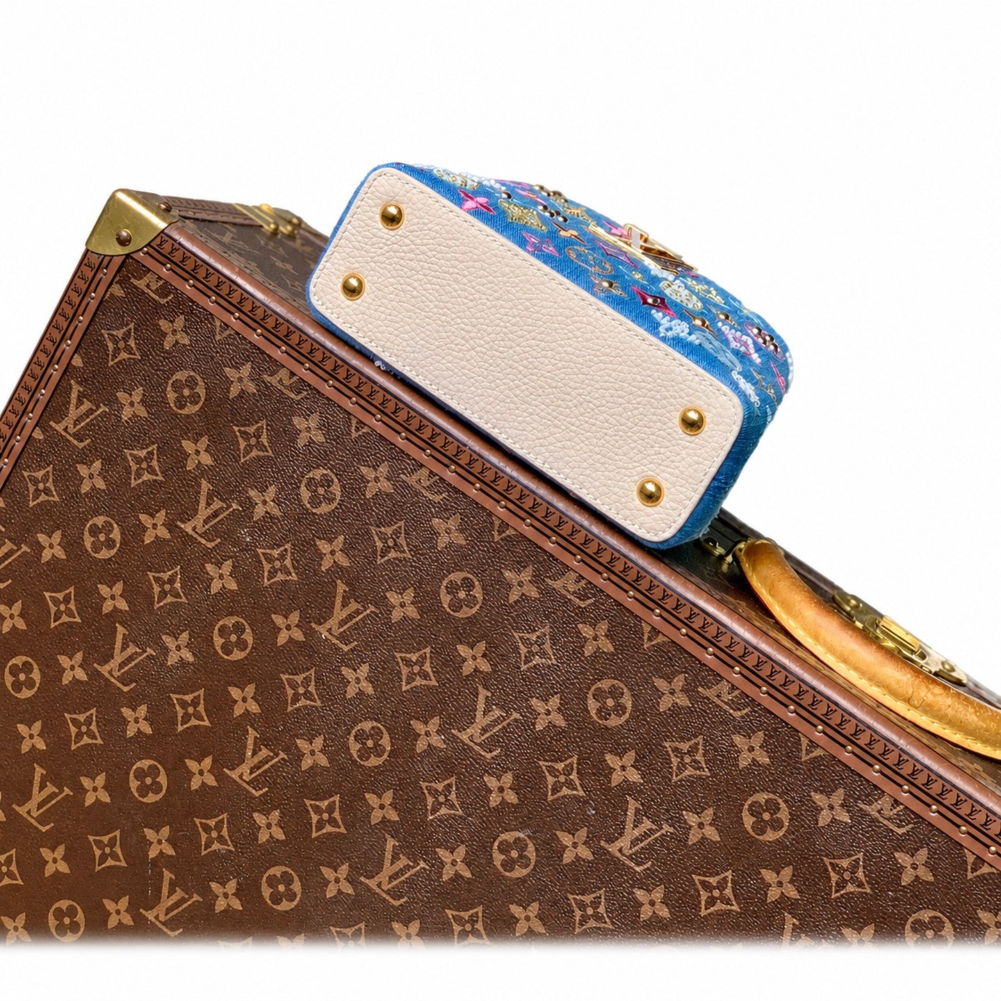 Louis Vuitton Capucines Mini Embroidered Denim Leather Handbag