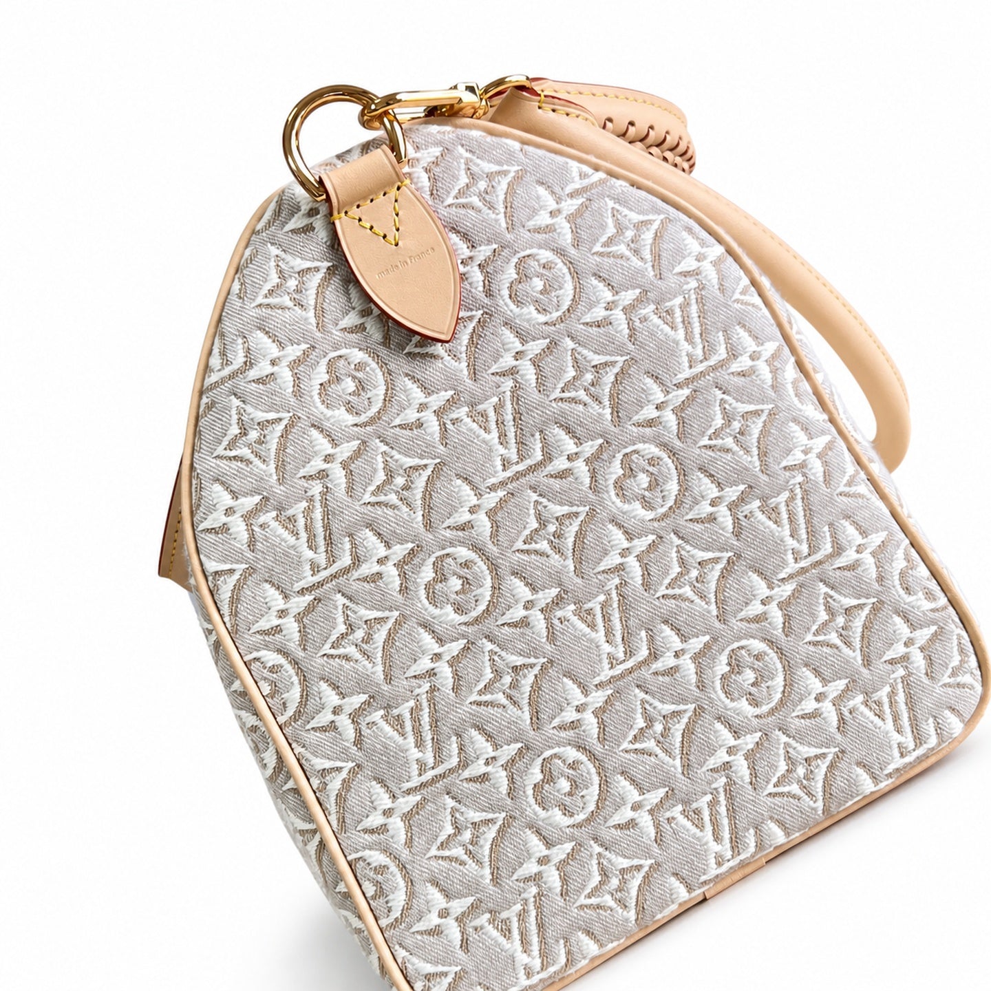 Louis Vuitton Speedy Embroidered Canvas Jacquard Leather Handbag