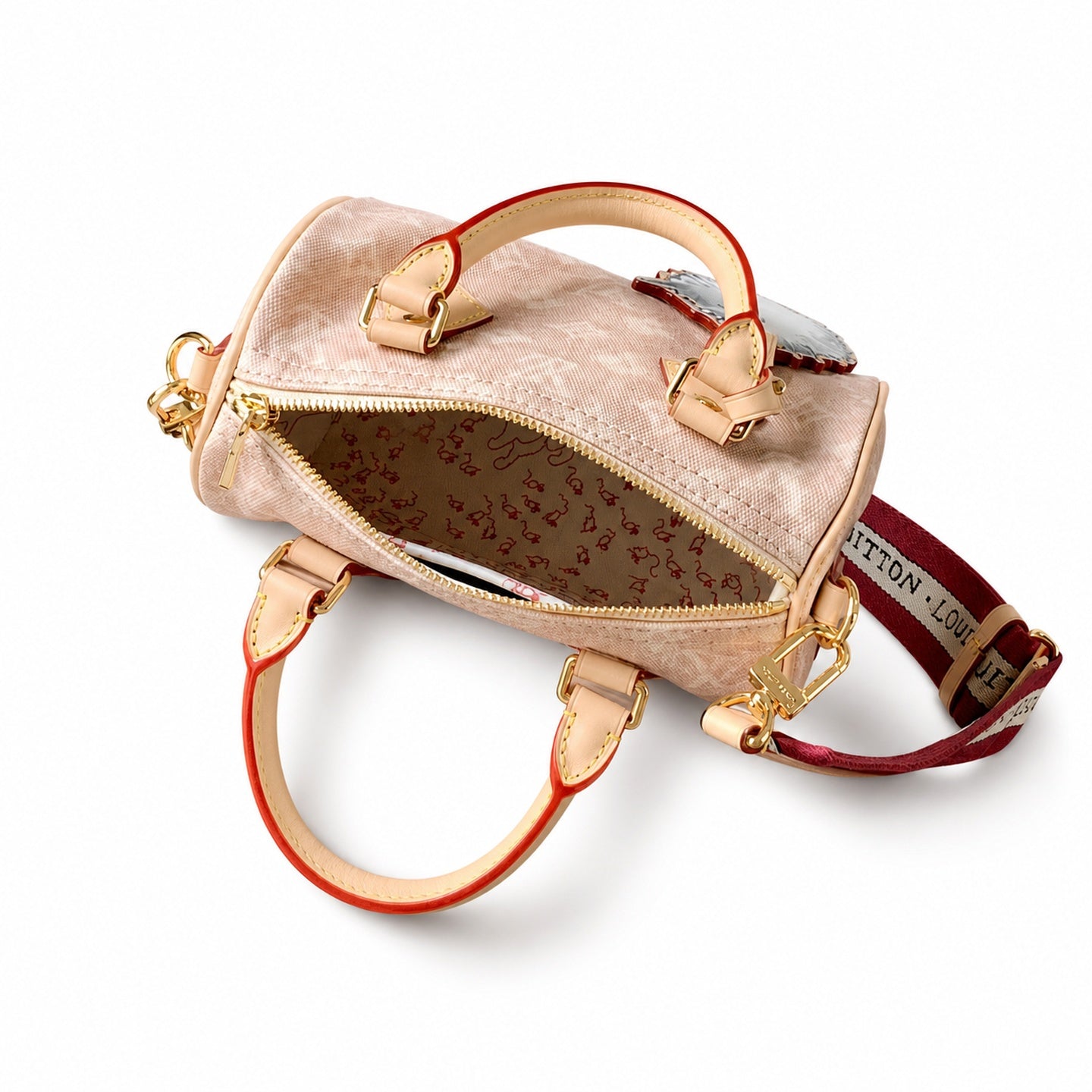 Louis Vuitton Speedy Grace Coddington Double Zip Canvas Leather Handbag
