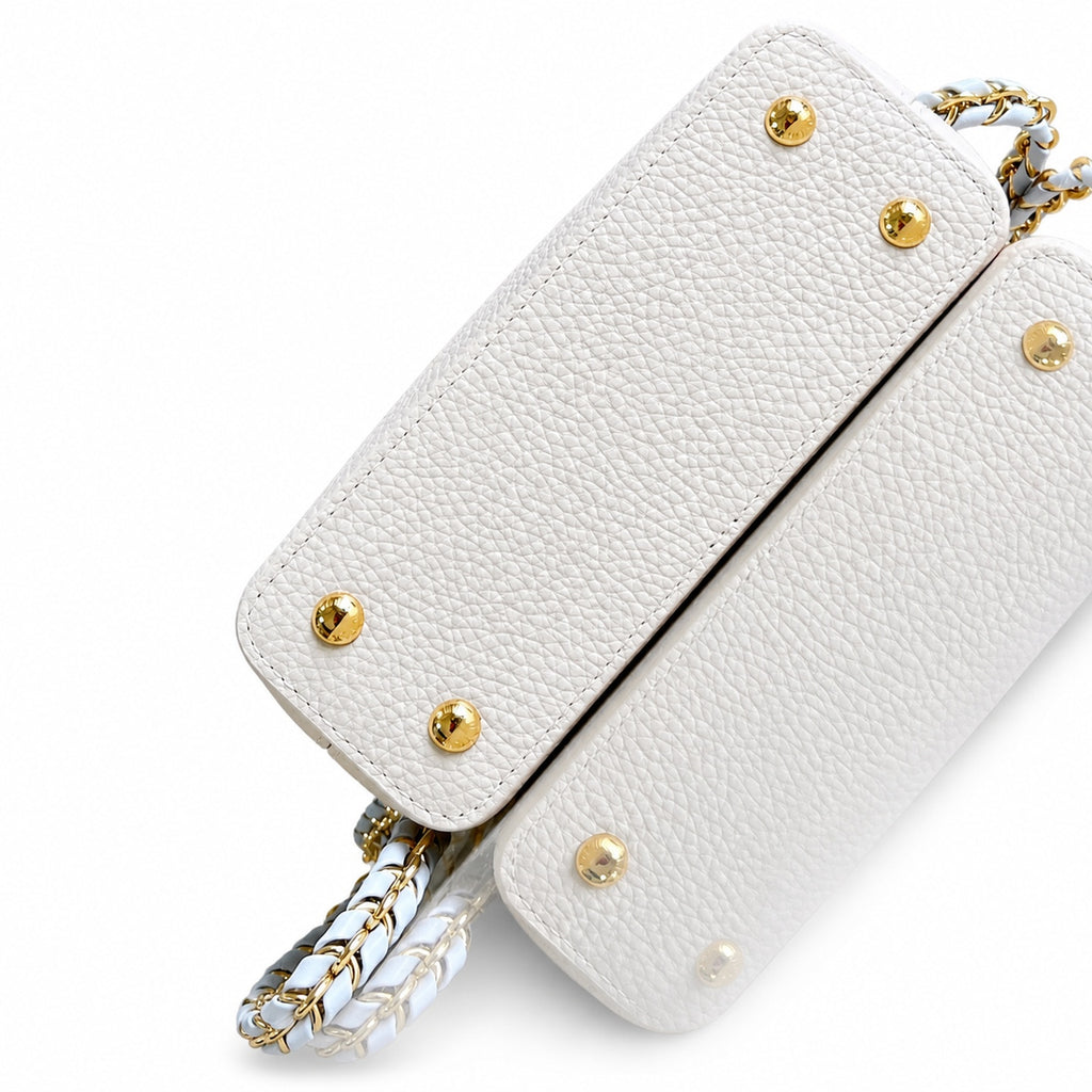 Louis Vuitton Capucines Mini Leather White Blue Handbag