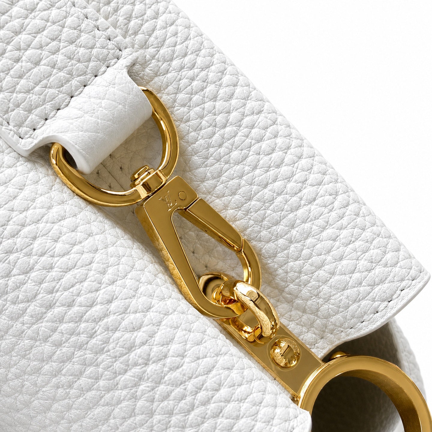 Louis Vuitton Capucines Mini Snakeskin Leather White Gold Handbag