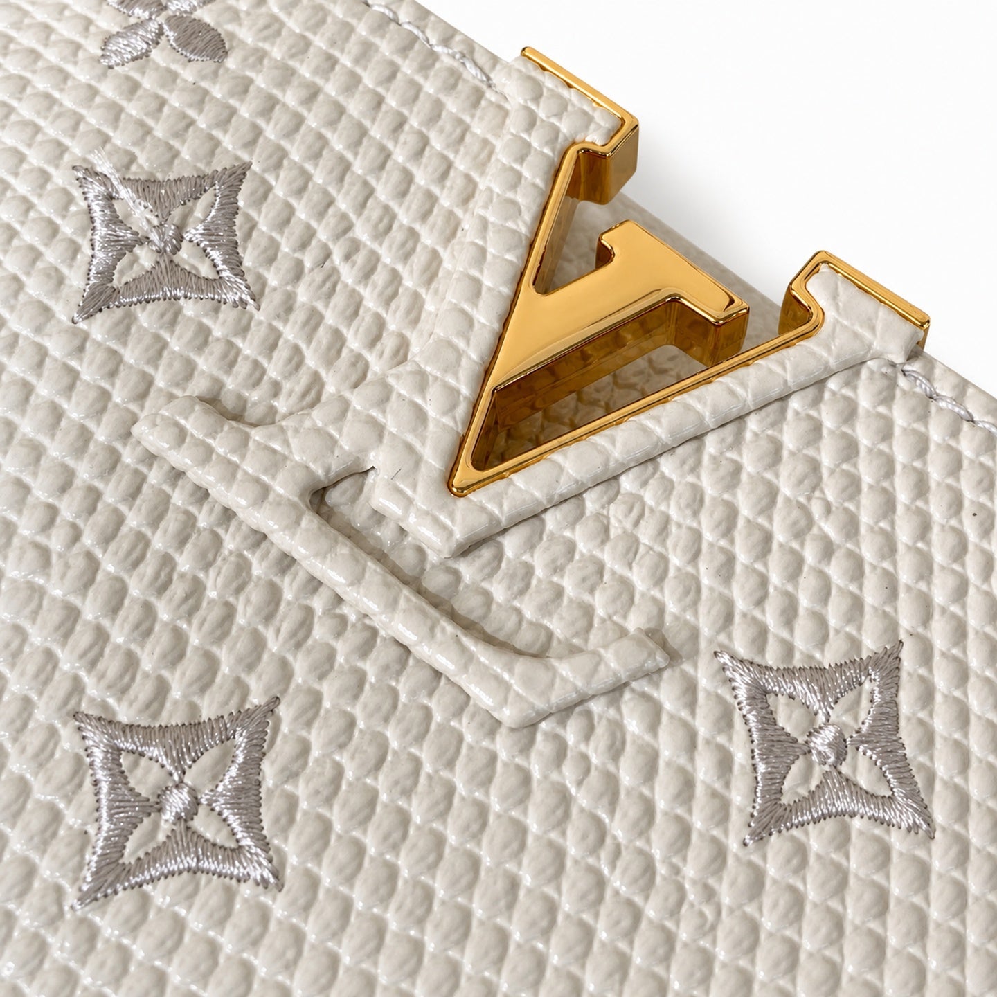 Louis Vuitton Capucines Mini Jacquard Leather White Handbag