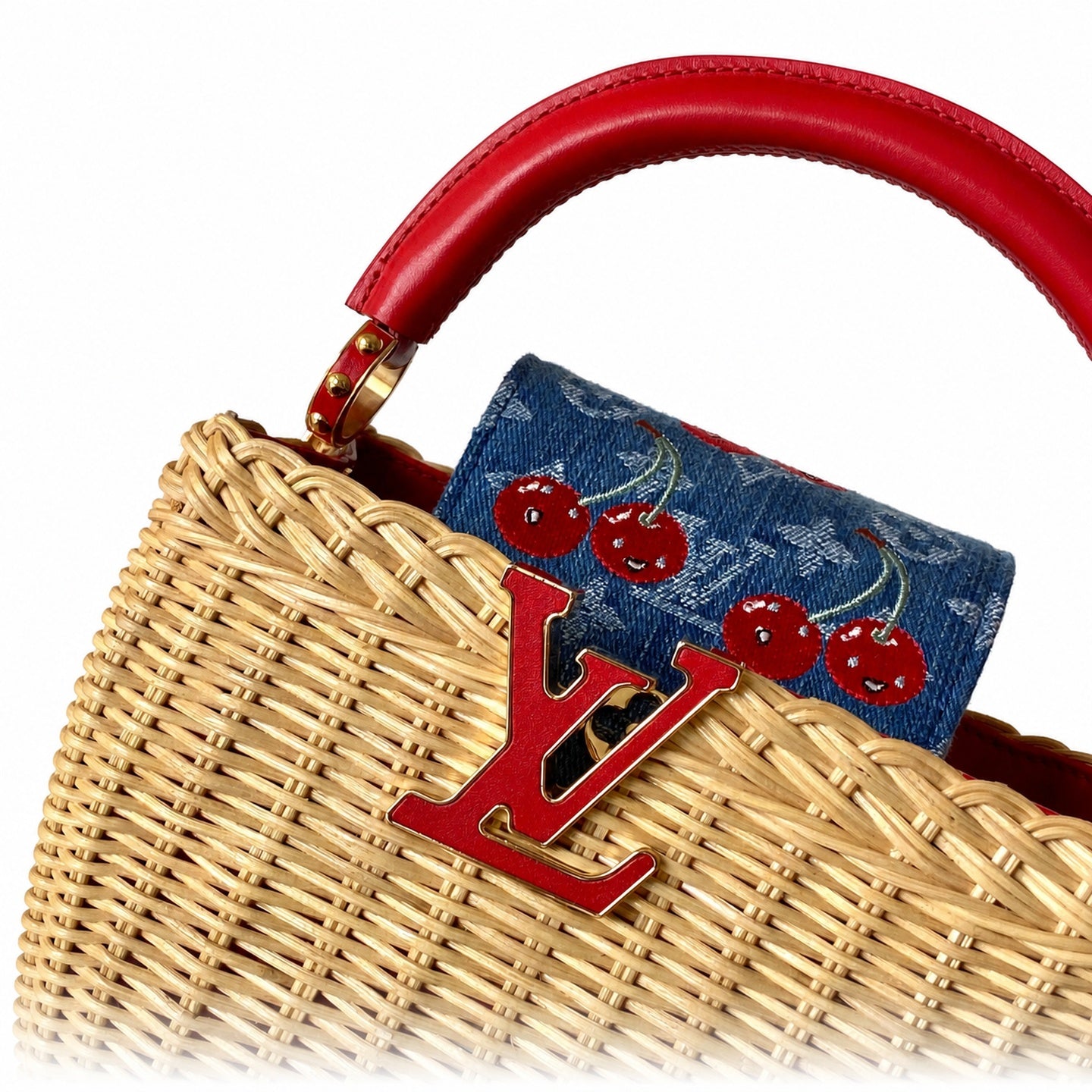 Louis Vuitton Capucines Takashi Murakami Mini Denim Leather Handbag