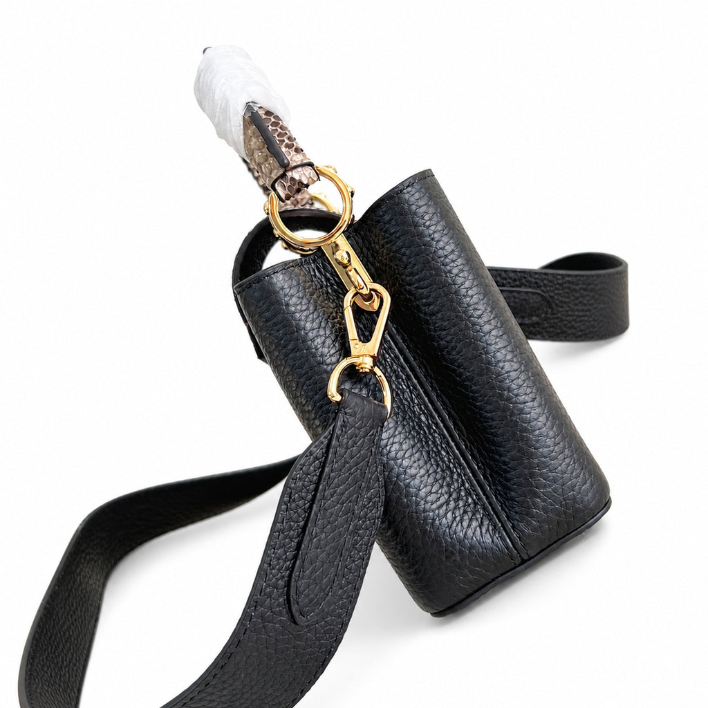 Louis Vuitton Capucines Mini Snakeskin Leather Black Handbag