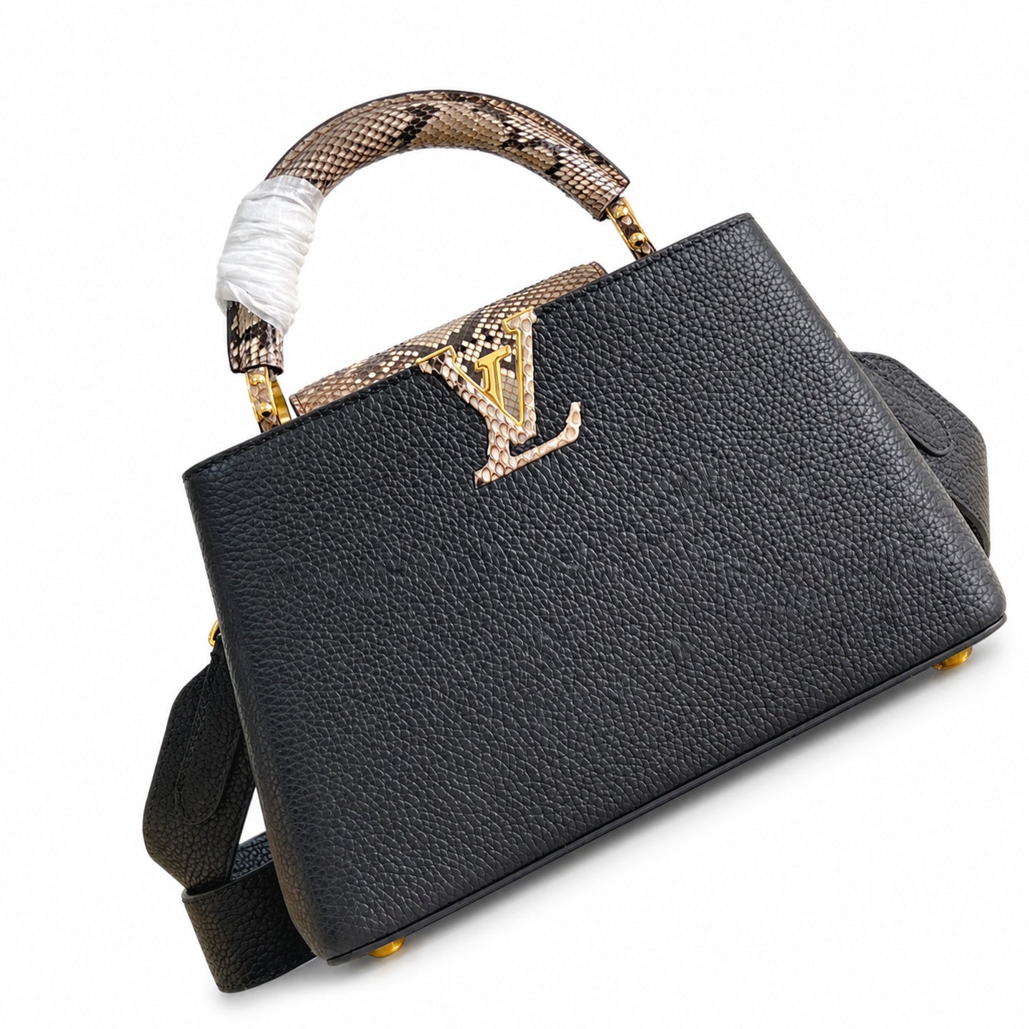 Louis Vuitton Capucines Small Snakeskin Leather Black Handbag
