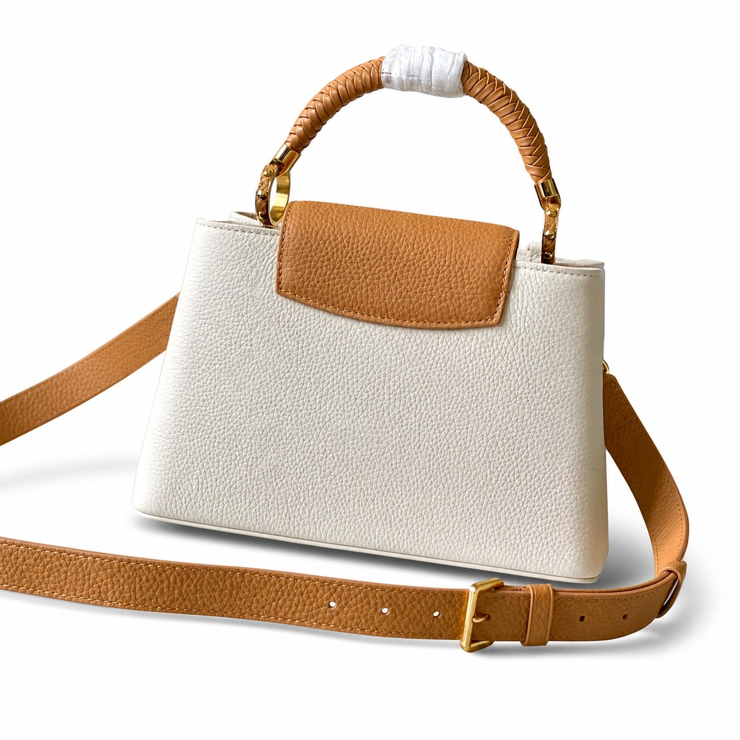 Louis Vuitton Capucines Leather White Brown Handbag