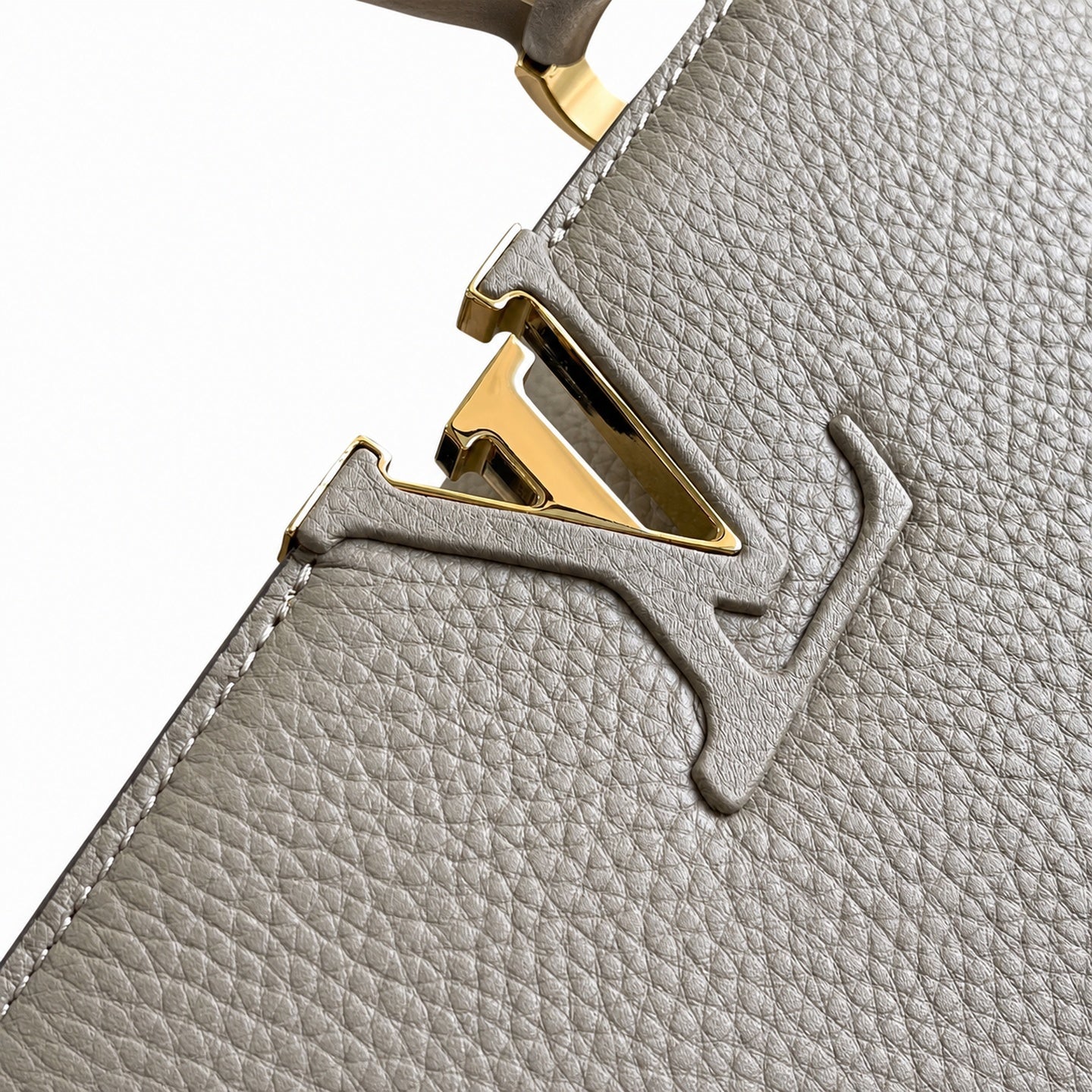 Louis Vuitton Capucines Medium Snakeskin Leather Gray Gold Handbag