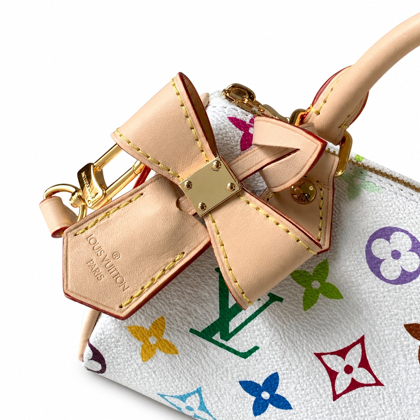 Louis Vuitton Speedy Takashi Murakami Canvas Leather White Handbag