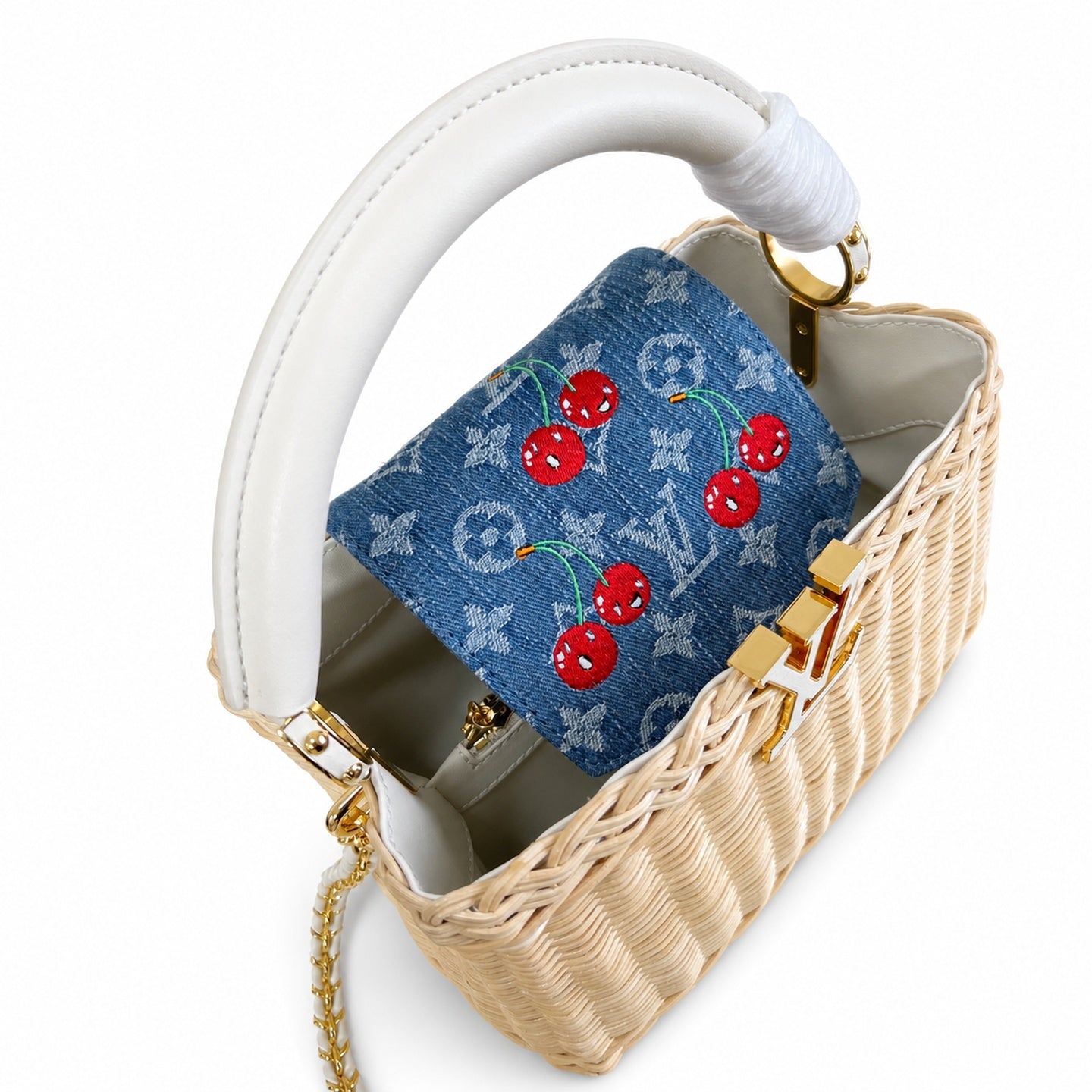 Louis Vuitton Capucines Takashi Murakami Small White Handbag