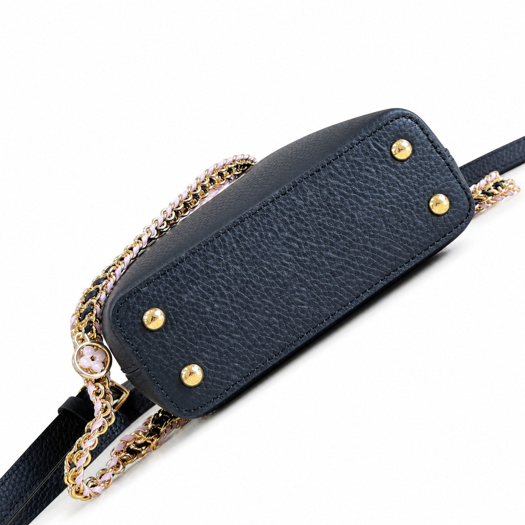 Louis Vuitton Capucines Mini Knit Leather Black Handbag