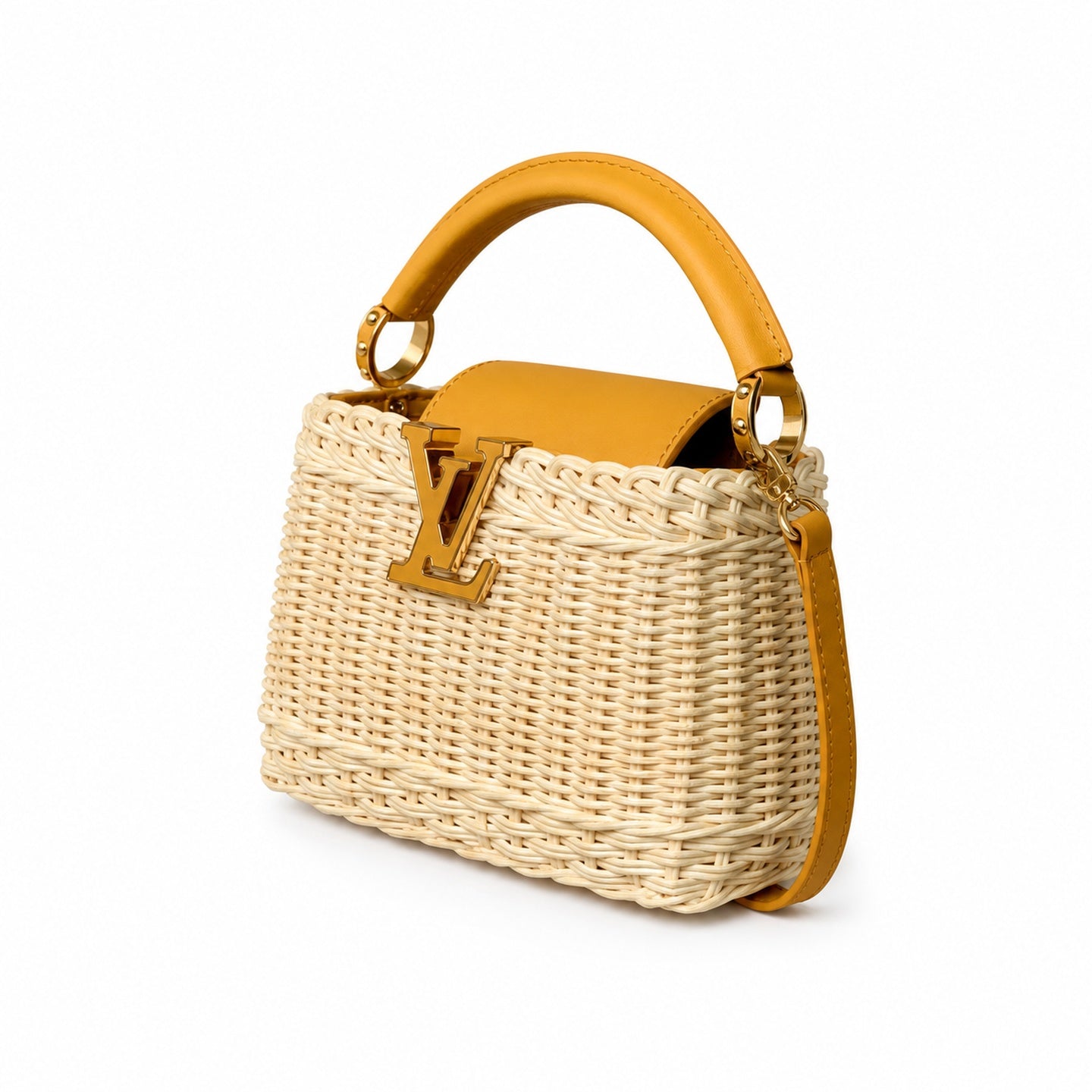 Louis Vuitton Capucines Mini Leather Yellow Handbag