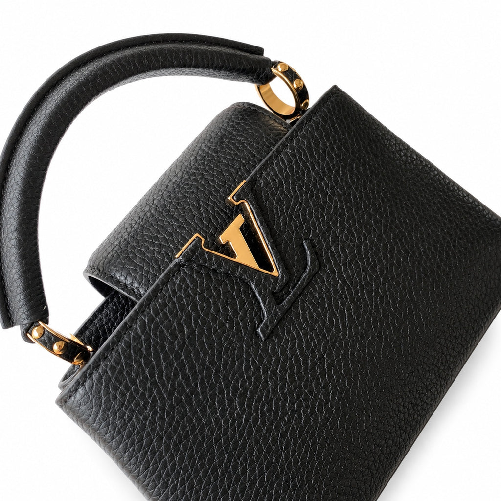 Louis Vuitton Capucines Leather Black Gold Handbag