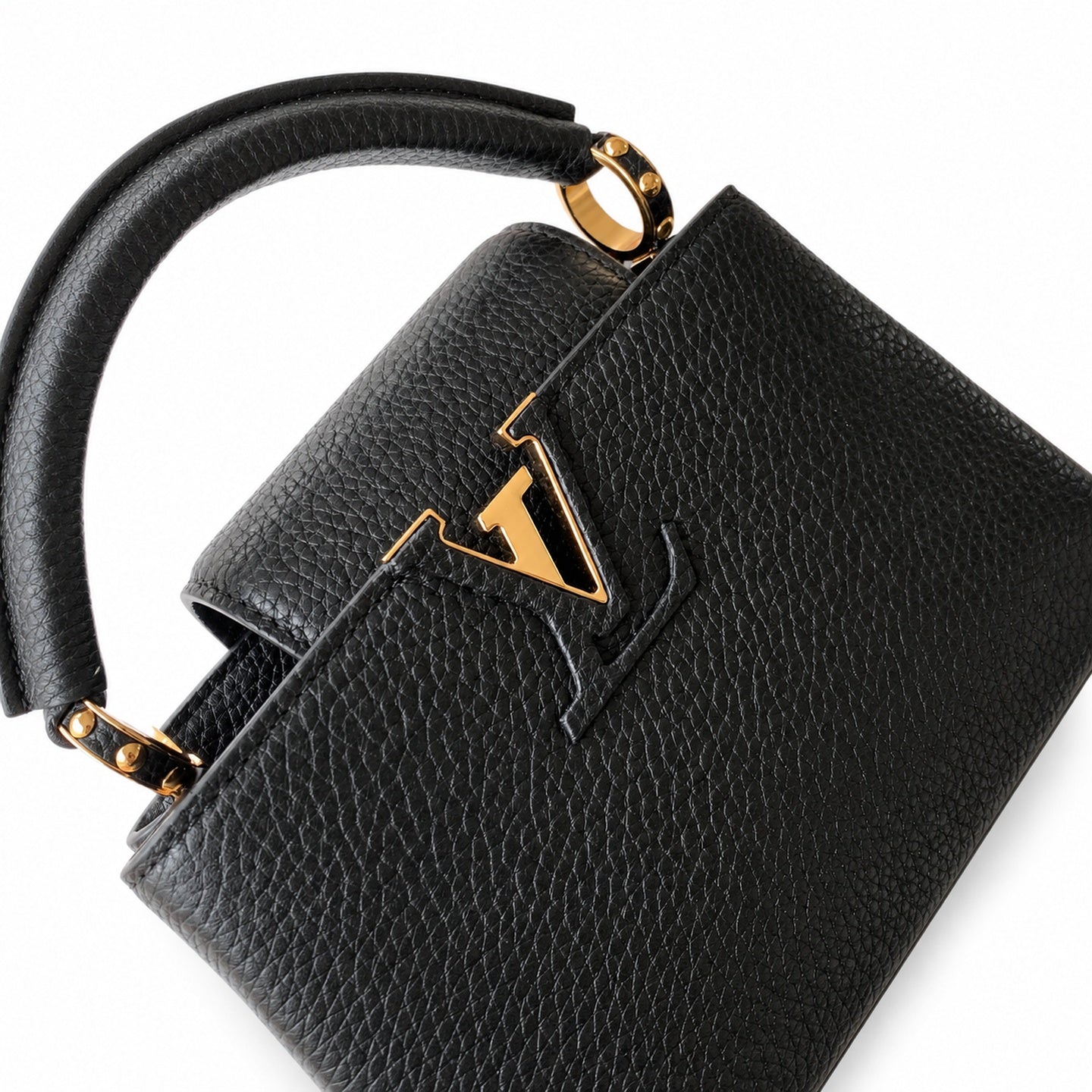 Louis Vuitton Capucines Leather Black Gold Handbag
