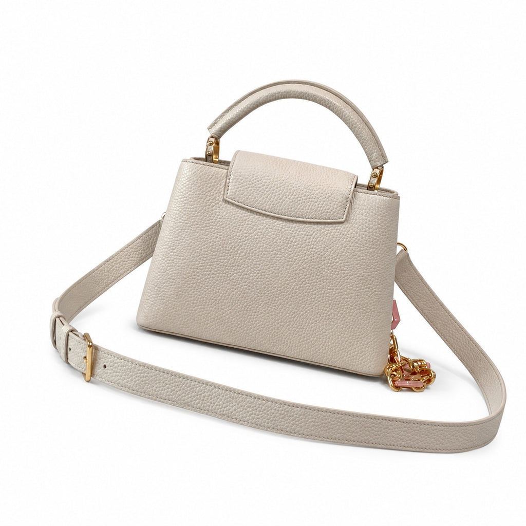 Louis Vuitton Capucines Small Leather White Gold Handbag