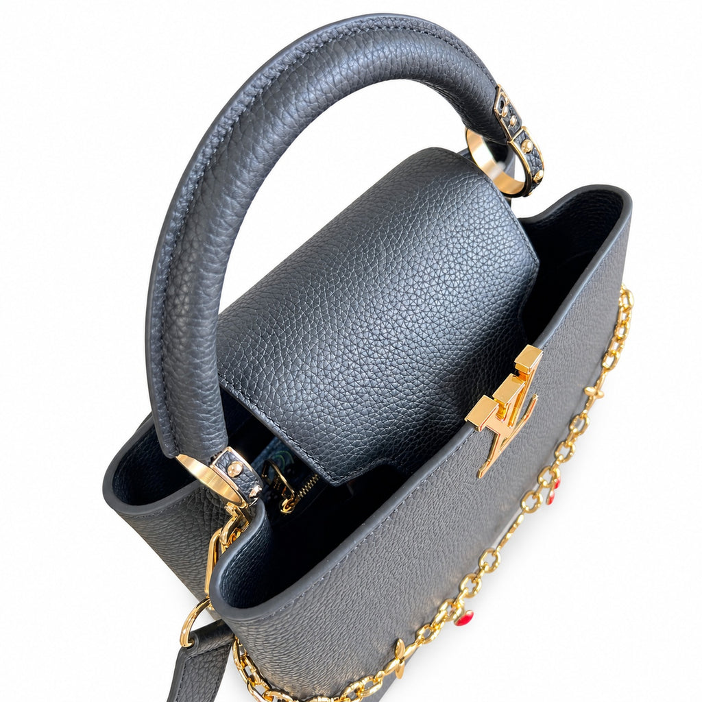 Louis Vuitton Capucines Takashi Murakami Medium Leather Black Handbag