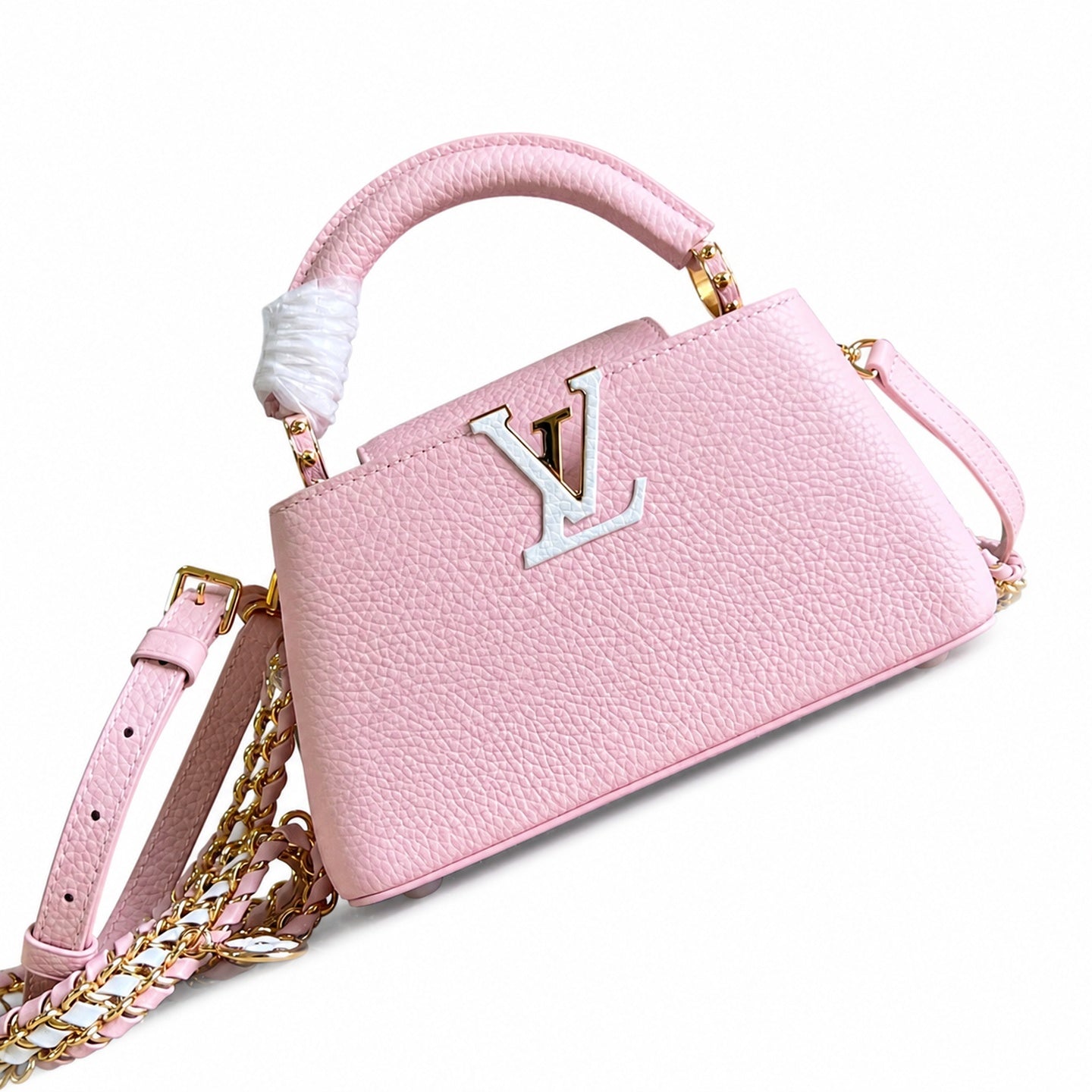 Louis Vuitton Capucines Mini Knit Leather Pink Handbag