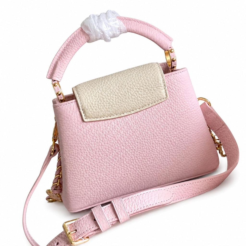 Louis Vuitton Capucines Mini Leather White Pink Gold Handbag