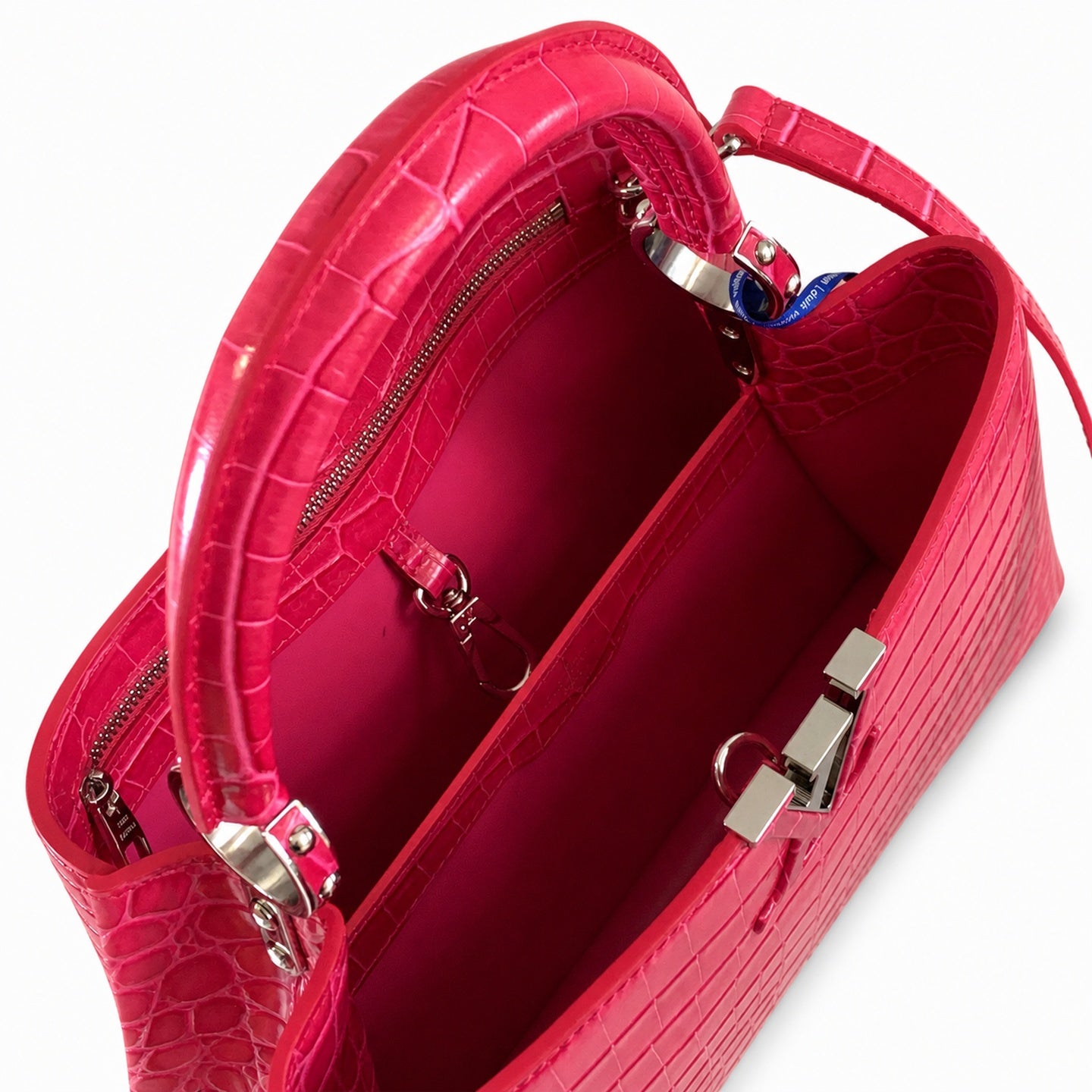 Louis Vuitton Capucines Medium Croc-Embossed Leather Pink Silver Handbag