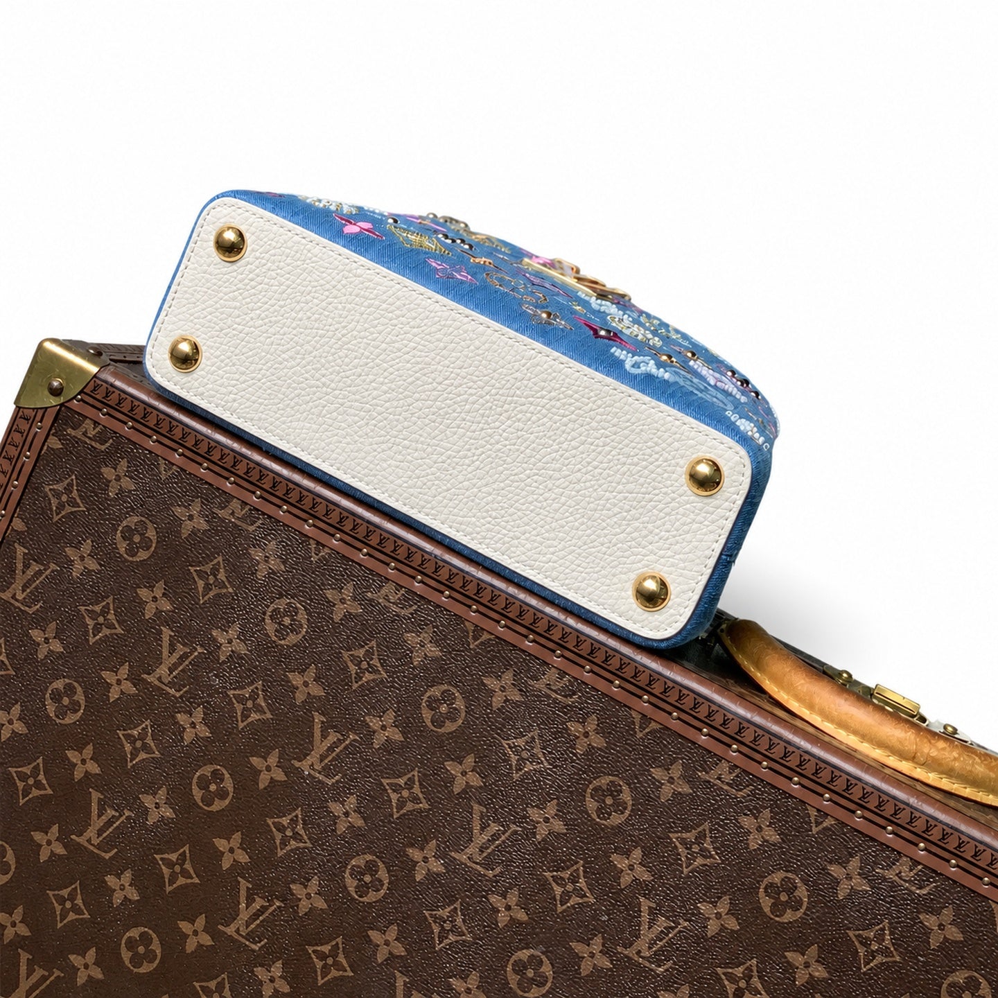 Louis Vuitton Capucines Small Embroidered Denim Leather Handbag