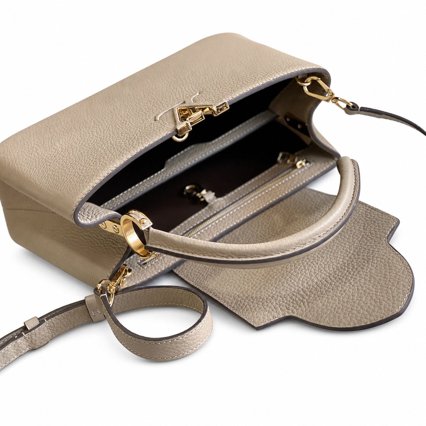 Louis Vuitton Capucines Medium Snakeskin Leather Gray Gold Handbag