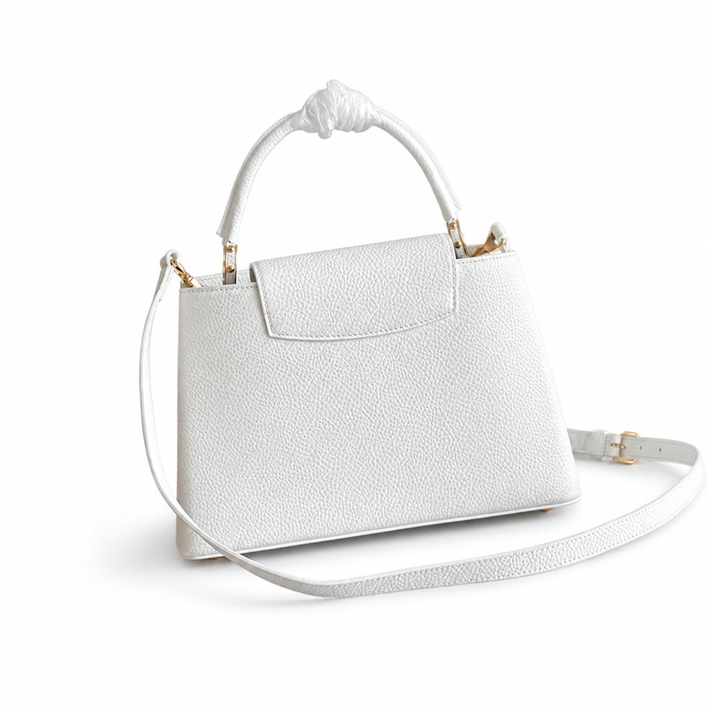 Louis Vuitton Capucines Medium Snakeskin Leather White Gold Handbag