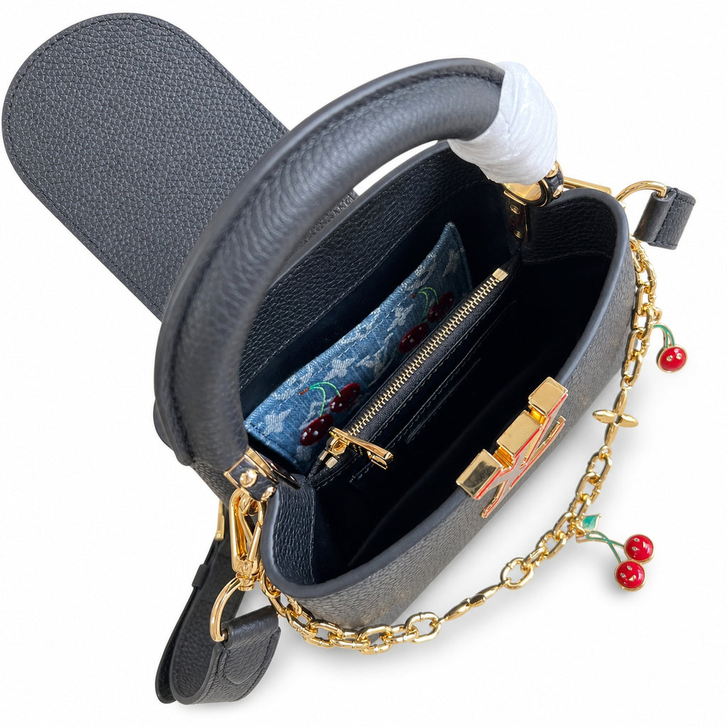 Louis Vuitton Capucines Takashi Murakami Mini Leather Black Handbag