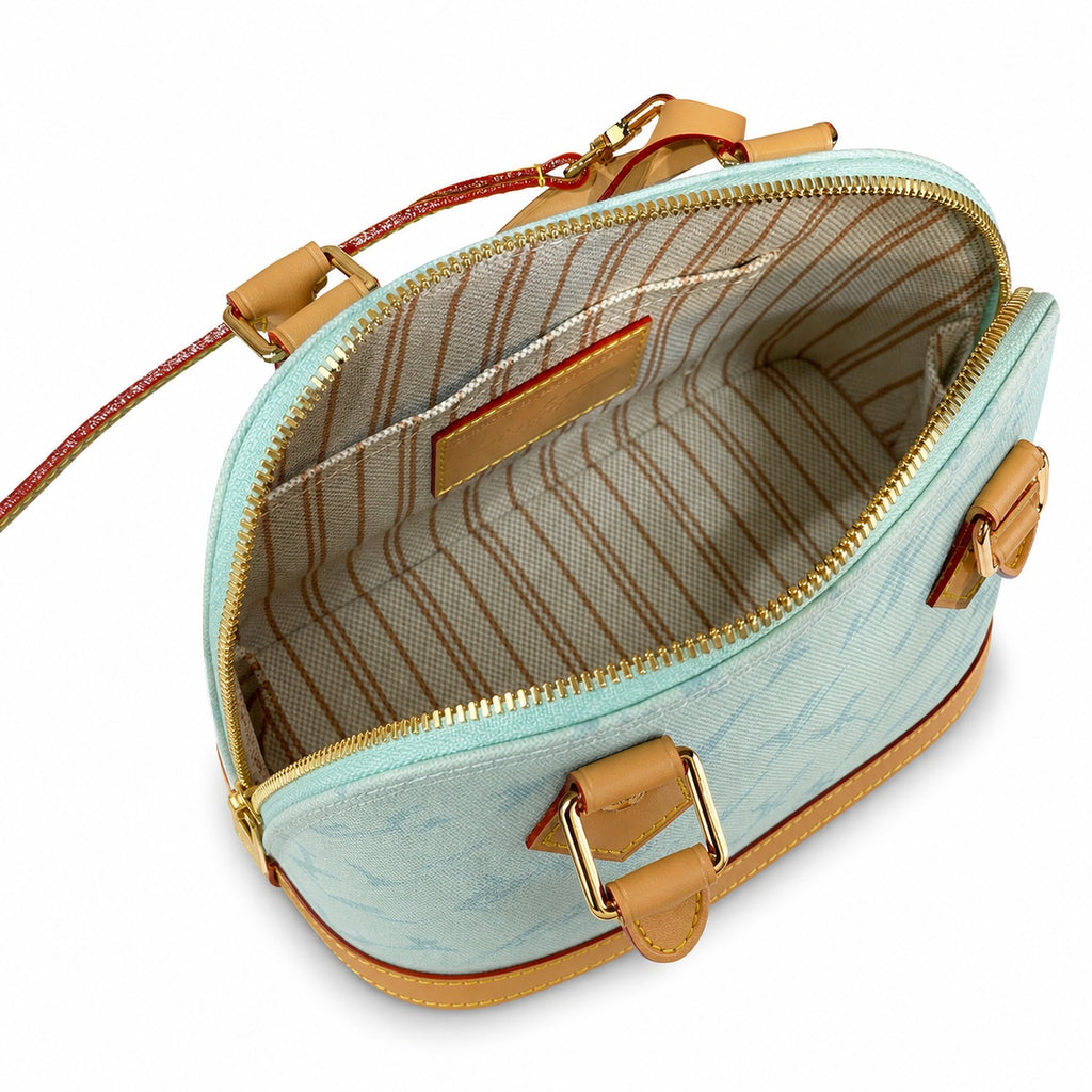 Louis Vuitton Alma Canvas Leather White Blue Handbag
