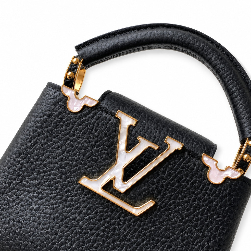 Louis Vuitton Capucines Leather Black White Handbag