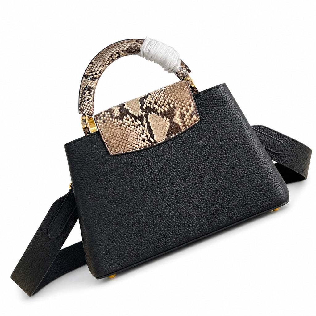Louis Vuitton Capucines Small Snakeskin Leather Black Handbag