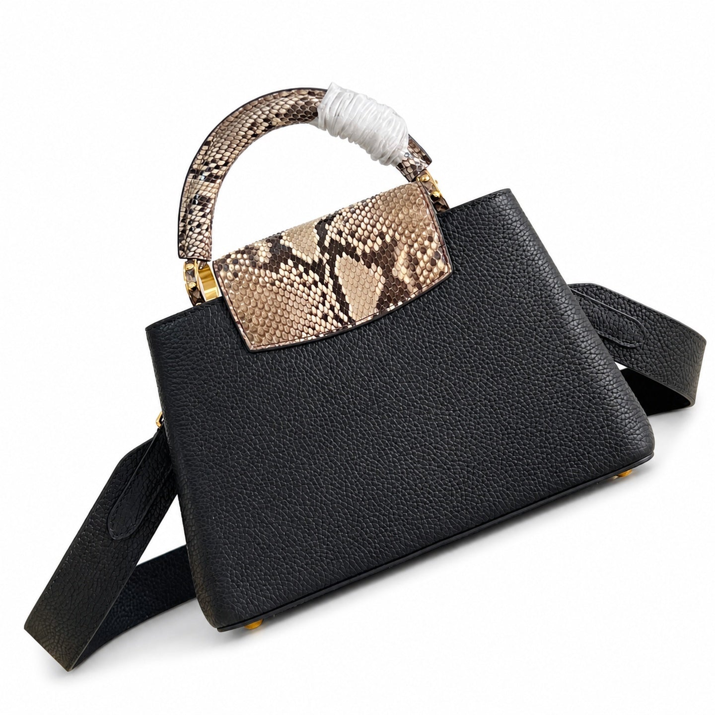Louis Vuitton Capucines Small Snakeskin Leather Black Handbag