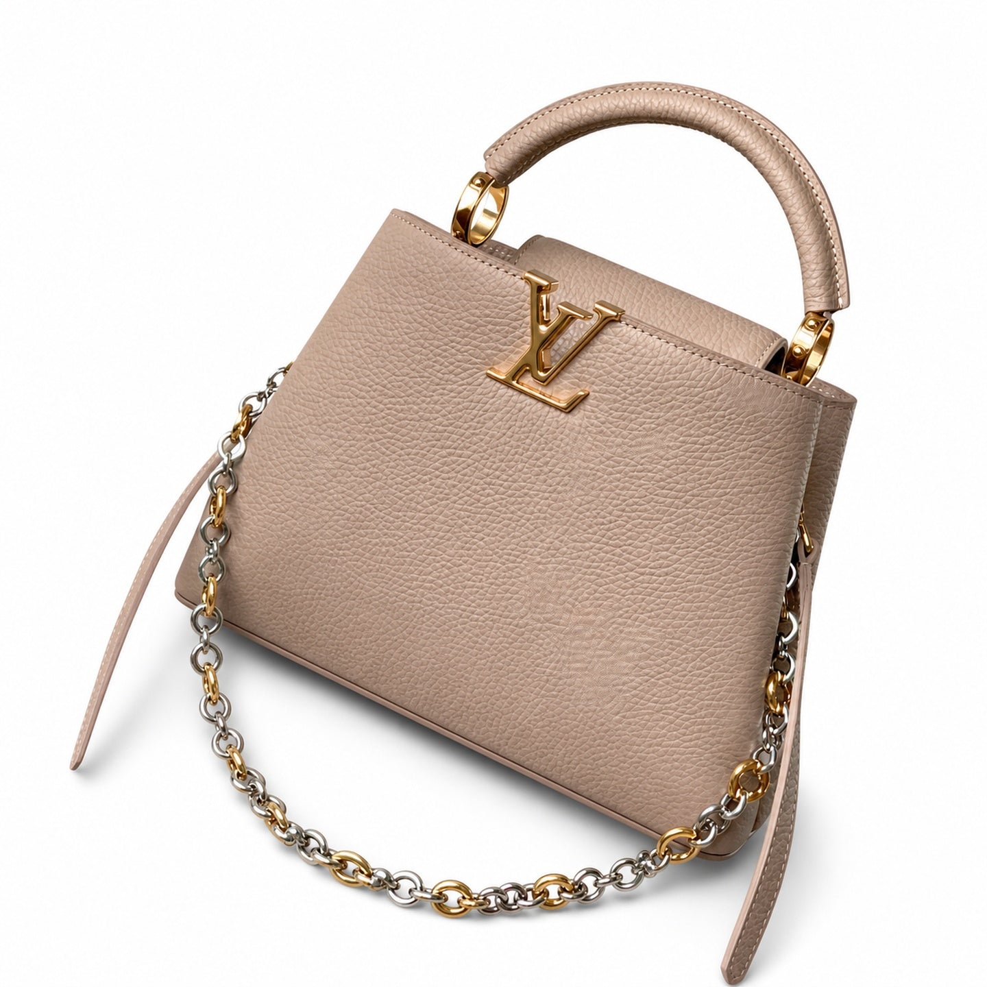 Louis Vuitton Capucines Small Leather Gray Handbag